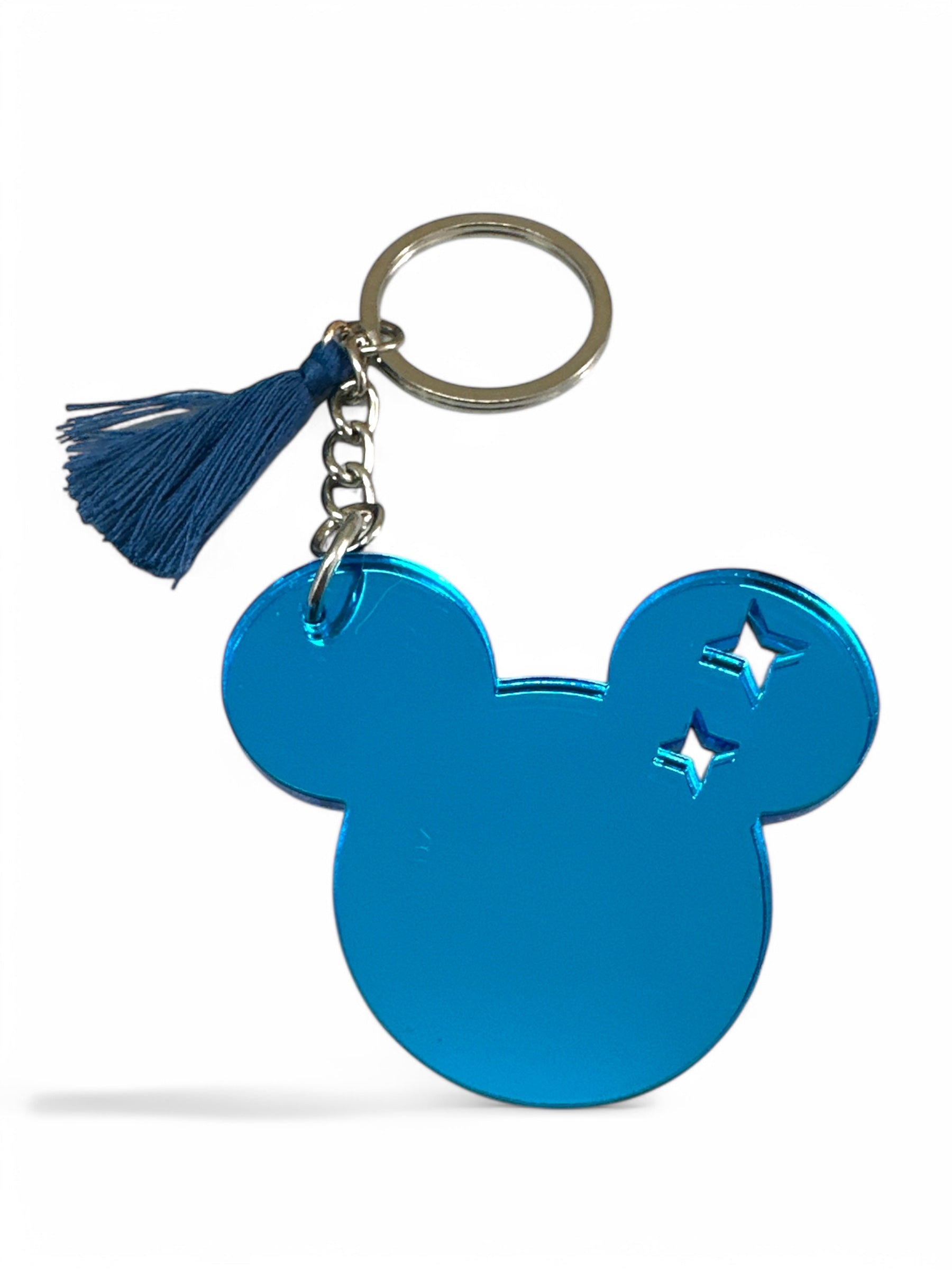 Χειροποίητο μπρελόκ ποντικιού από καθρέφτη plexiglass με διάτρητα αστέρια και φουντίτσα – So Cute by Dimi