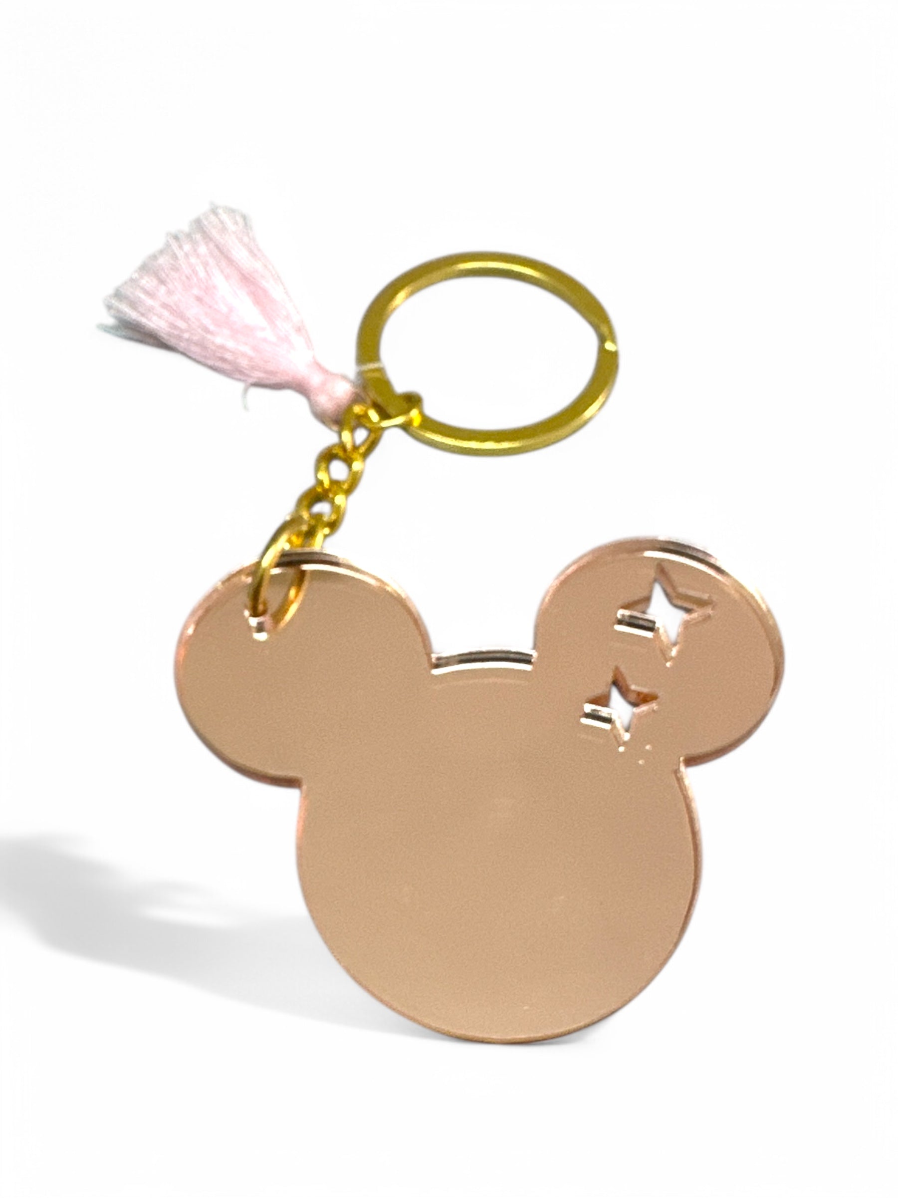 Χειροποίητο μπρελόκ ποντικιού από καθρέφτη plexiglass με διάτρητα αστέρια και φουντίτσα – So Cute by Dimi