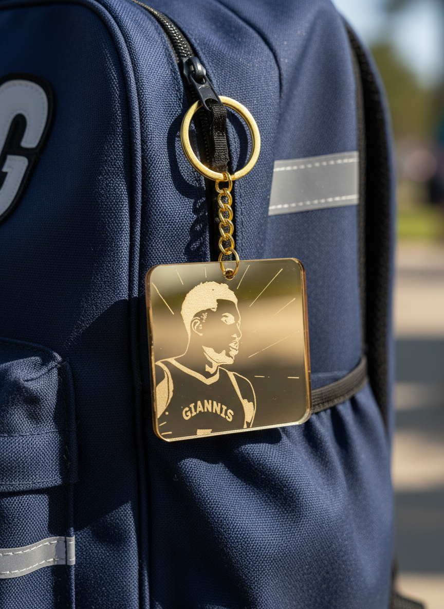 Χειροποίητο μπρελόκ Giannis από χρυσό plexiglass καθρέφτη – So Cute by Dimi