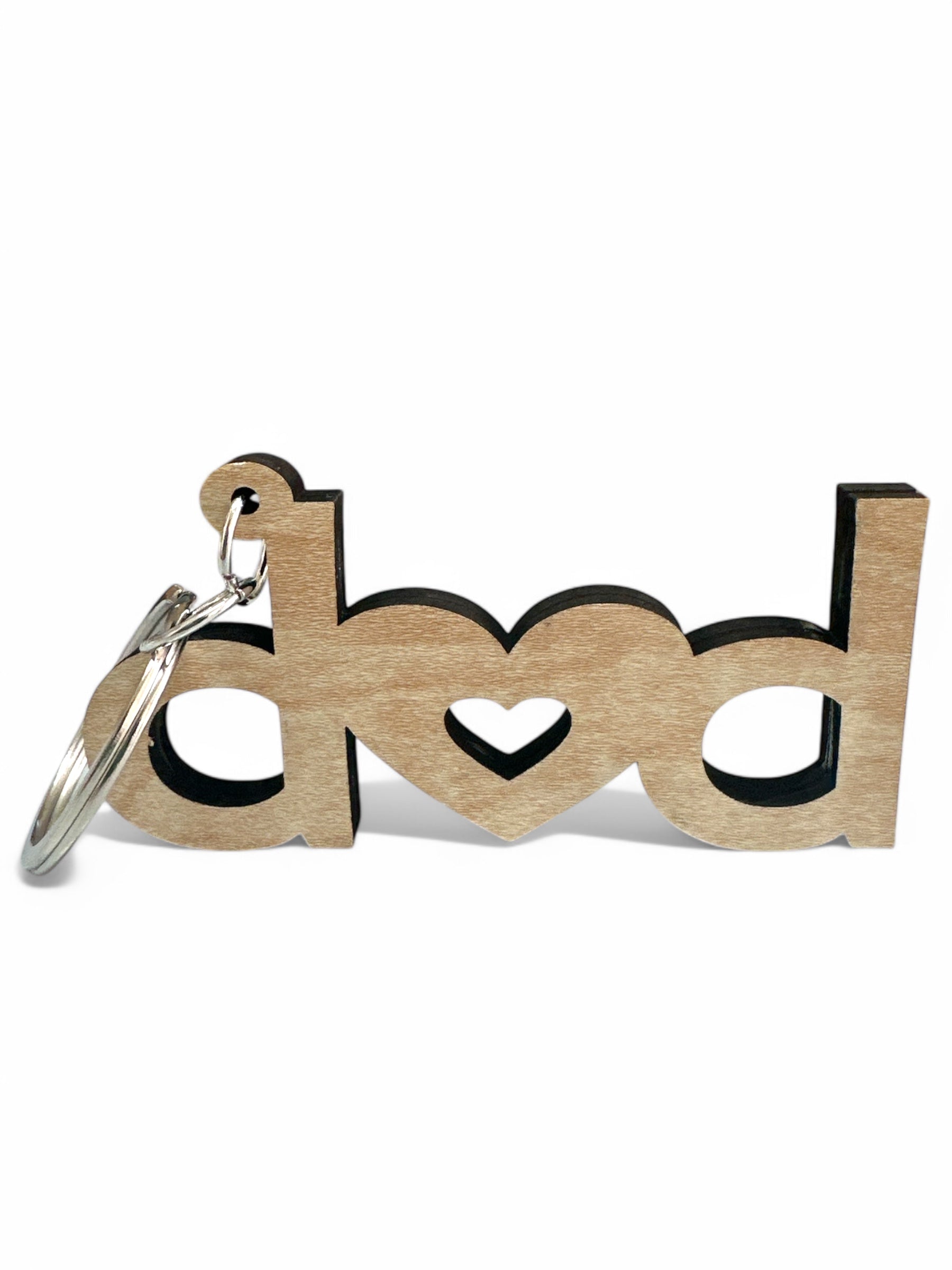 Ξύλινο χειροποίητο μπρελόκ Dad με καρδιά – So Cute by Dimi