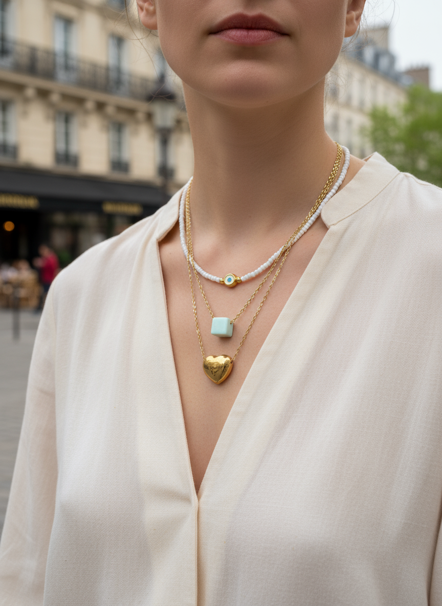 Χειροποίητο κολιέ με ατσάλινη αλυσίδα και γυάλινο charm κύβο σε διάφορα χρώματα.| So Cute by Dimi