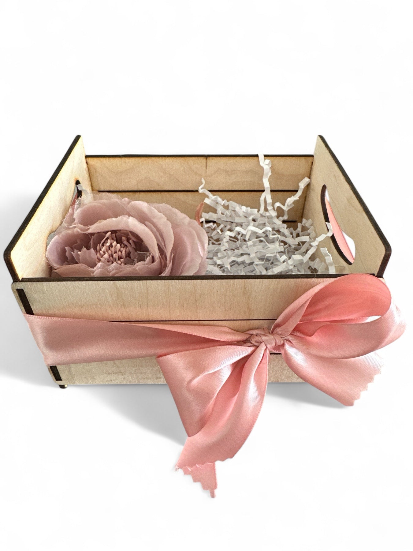 Ξύλινο Καφασάκι Δώρου με Παιώνια & Σατέν Φιόγκο - So Cute by Dimi