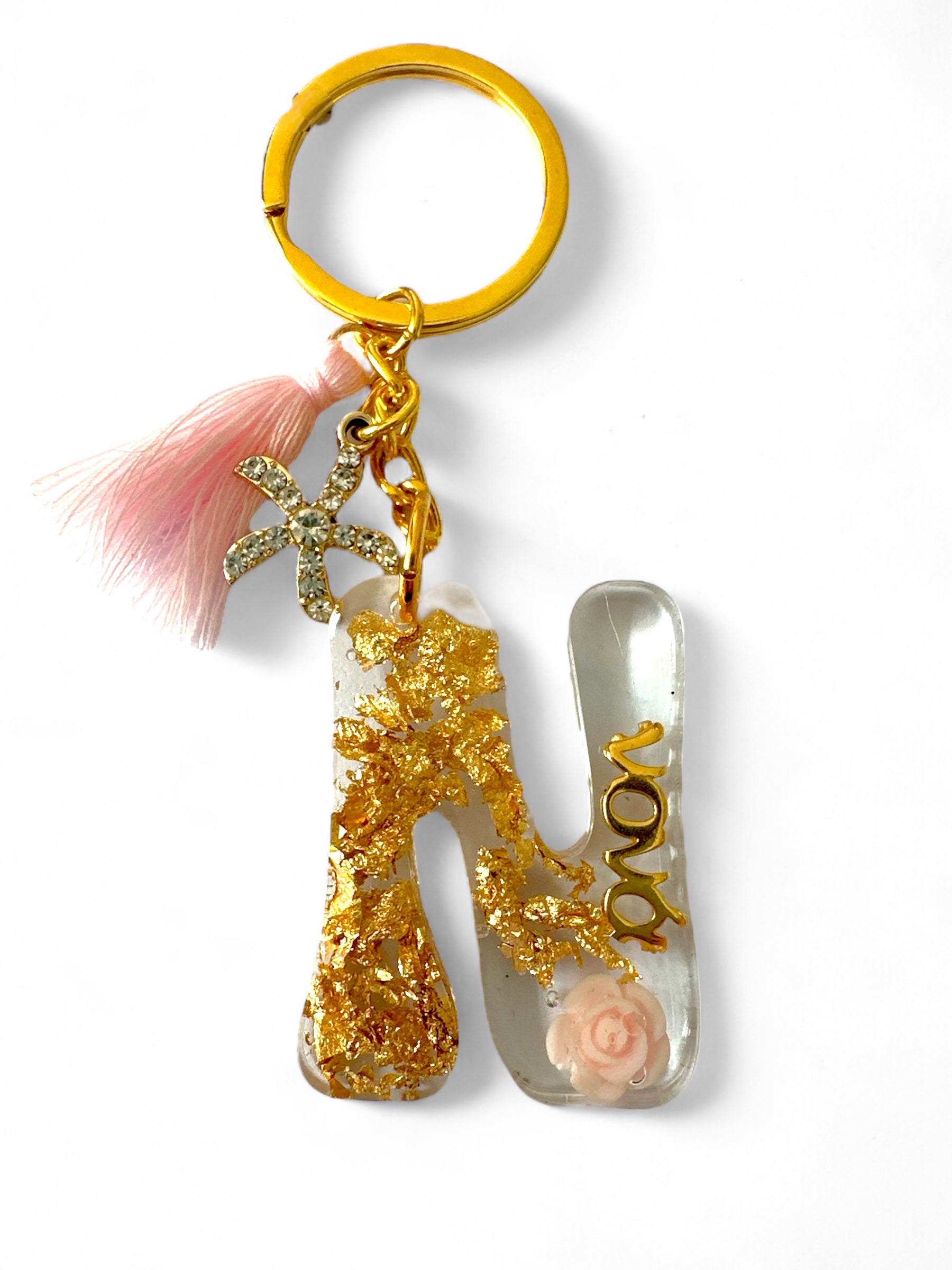 Επετειακό Μπρελόκ για Μαμά, Γιαγιά και Νονά με Φύλλα Χρυσού και Ακρυλικό Τριαντάφυλλο - So Cute by Dimi