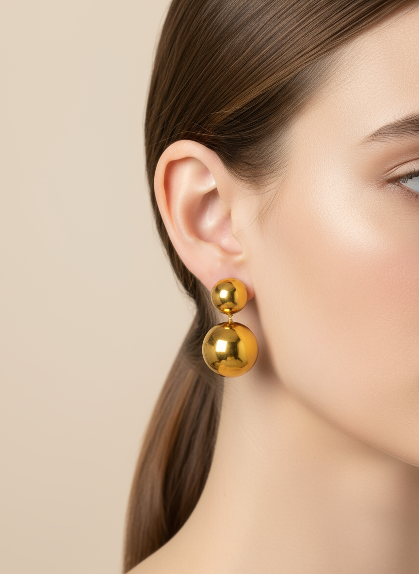 "Bubble Chic" – Ατσάλινα Σκουλαρίκια με Κρεμαστή Μπίλια - So Cute by Dimi