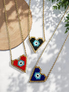 💙 Pixel Heart-Eye V Necklace – Black / Scarlet / Midnight - So Cute by Dimi