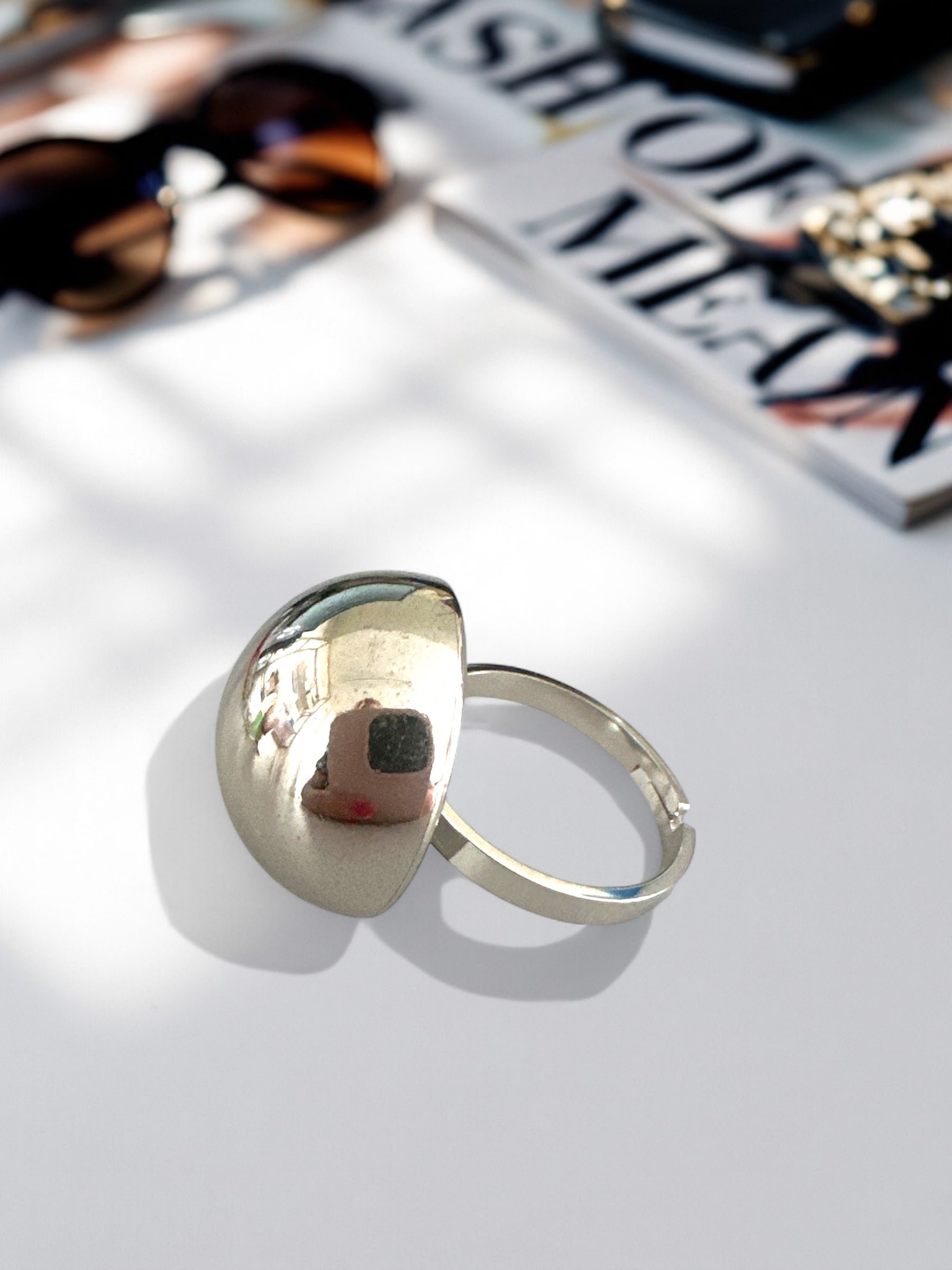 Flatback Bullet Dome Ring – Gold / Silver Stainless - So Cute by Dimi
