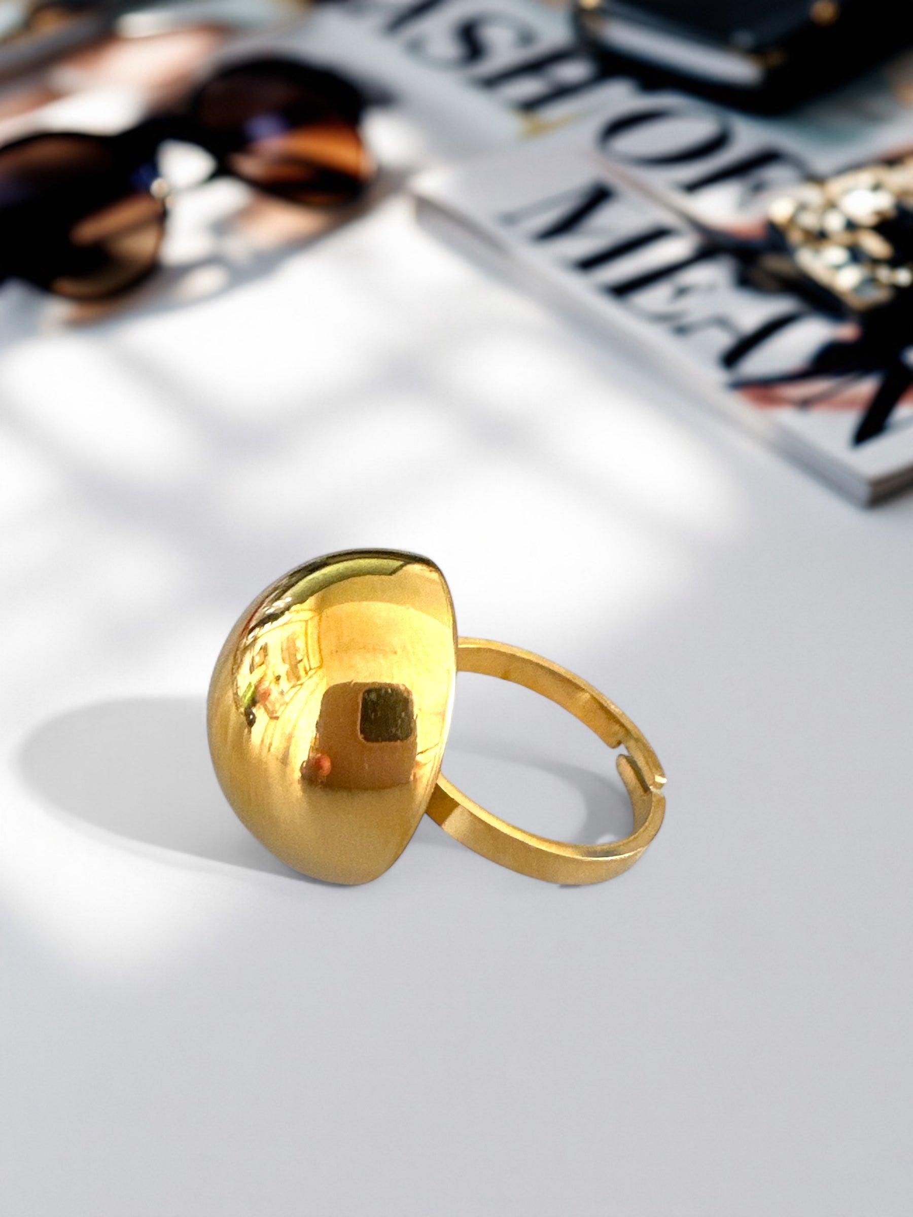 Flatback Bullet Dome Ring – Gold / Silver Stainless - So Cute by Dimi