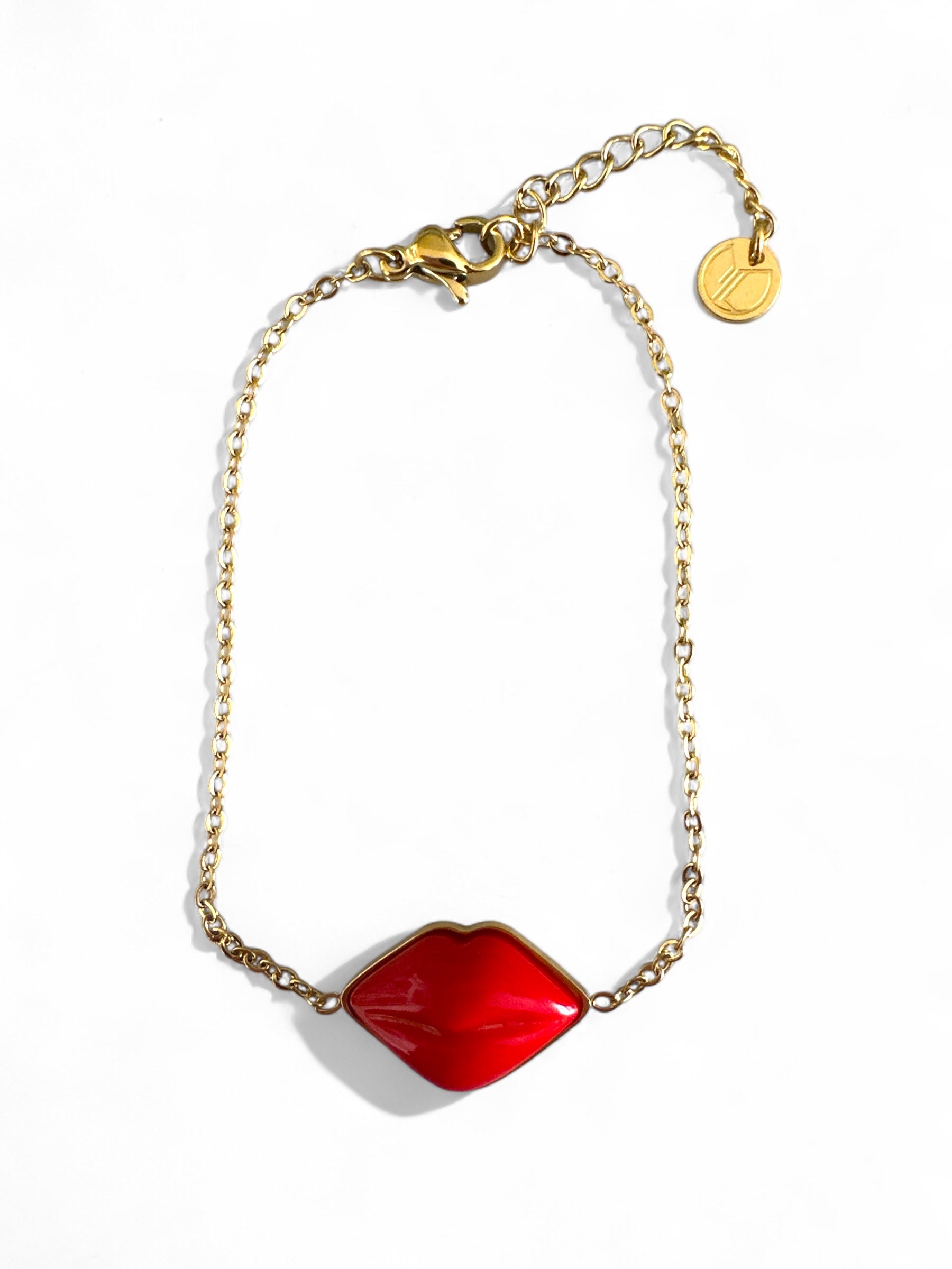 Kiss Me Bracelet – Red Lips | Gold / Silver Steel - So Cute by Dimi