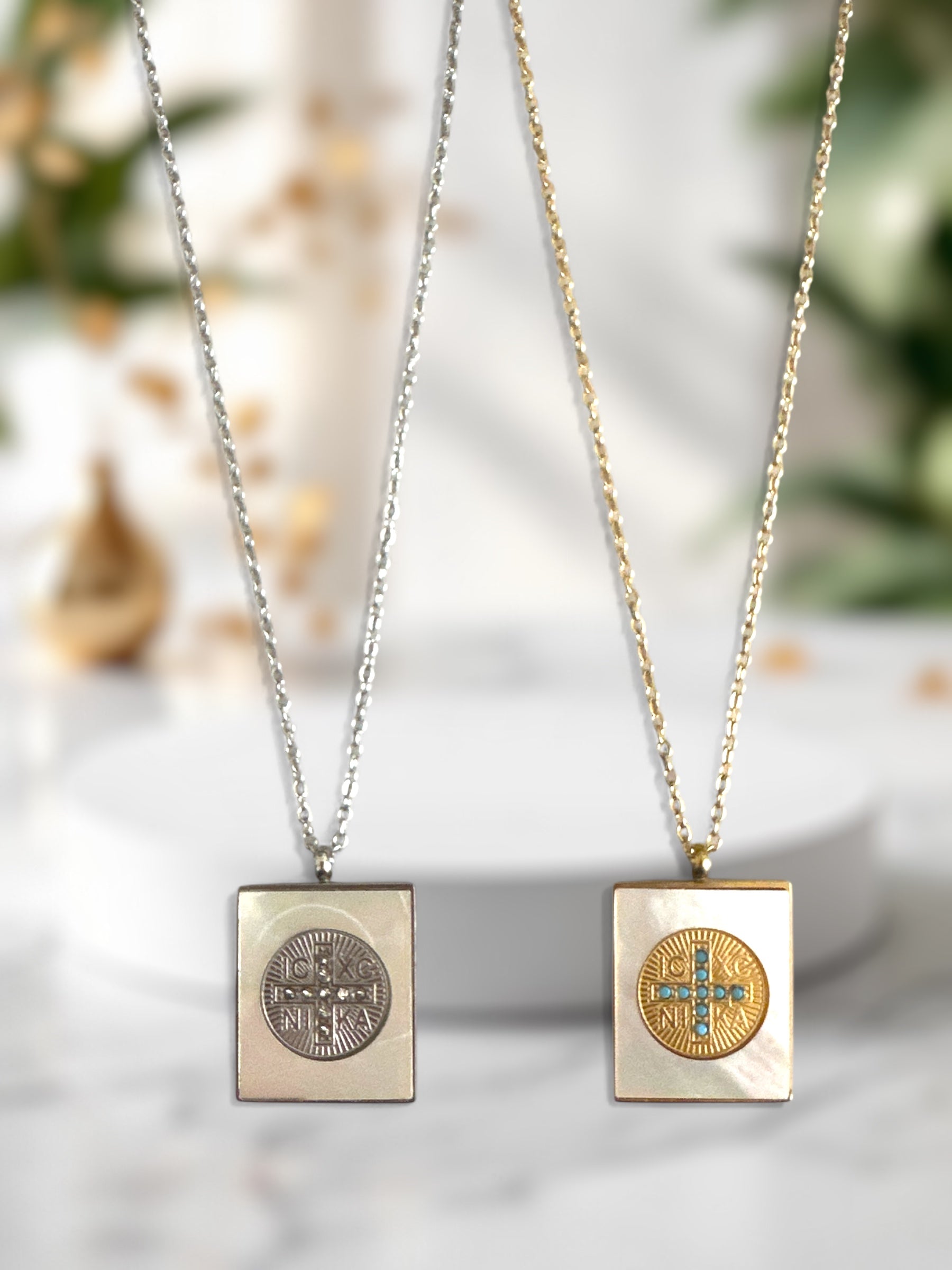 Sacred Block – Κολιέ με τετράγωνο στοιχείο IC XC NI KA - So Cute by Dimi