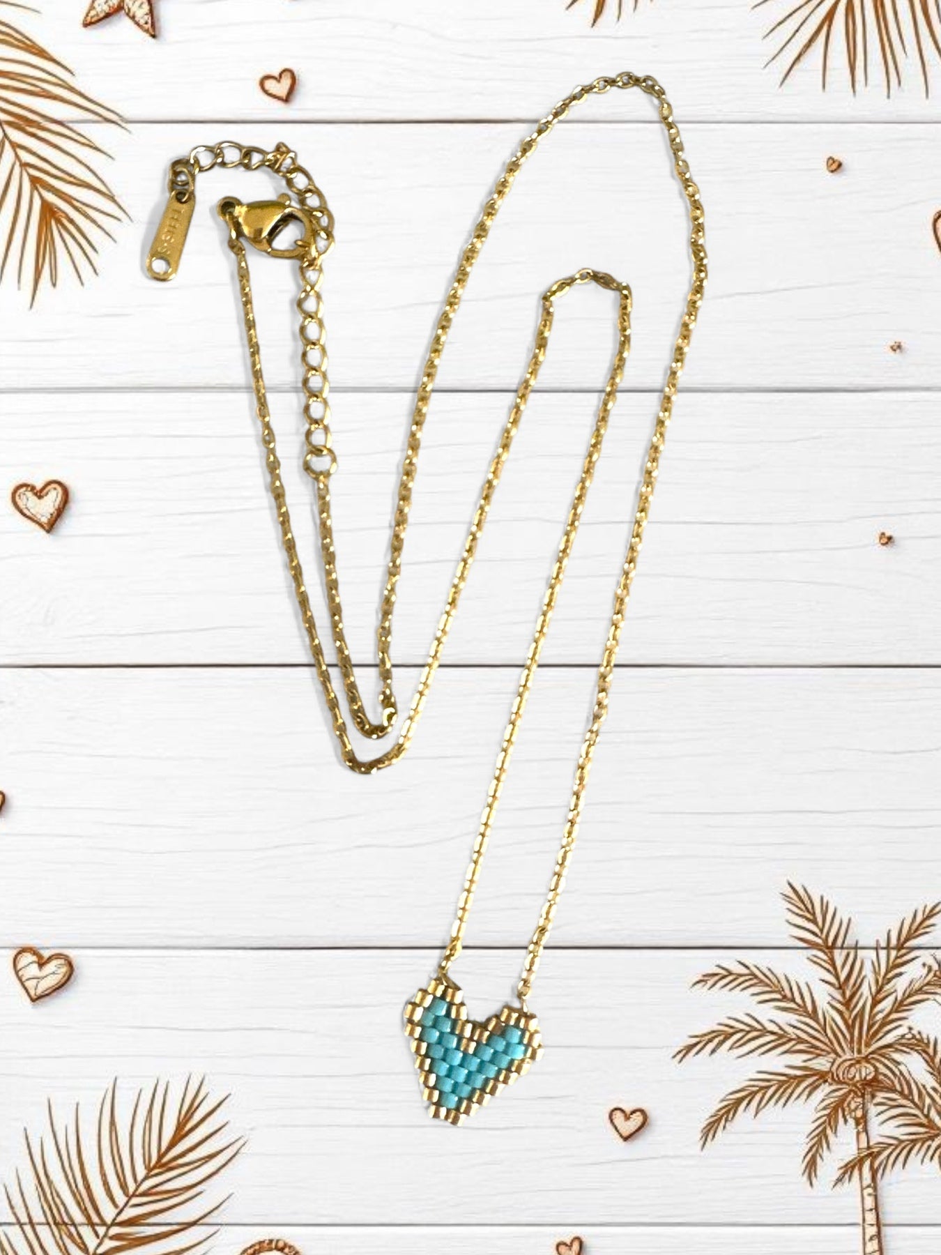 Κολιέ καρδούλα με χάντρες Miyuki – Pink ή Turquoise - So Cute by Dimi