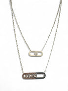 Διπλό ατσάλινο κολιέ με ζιργκόν, σε χρυσό και ασημί χρώμα, με κομψό industrial design