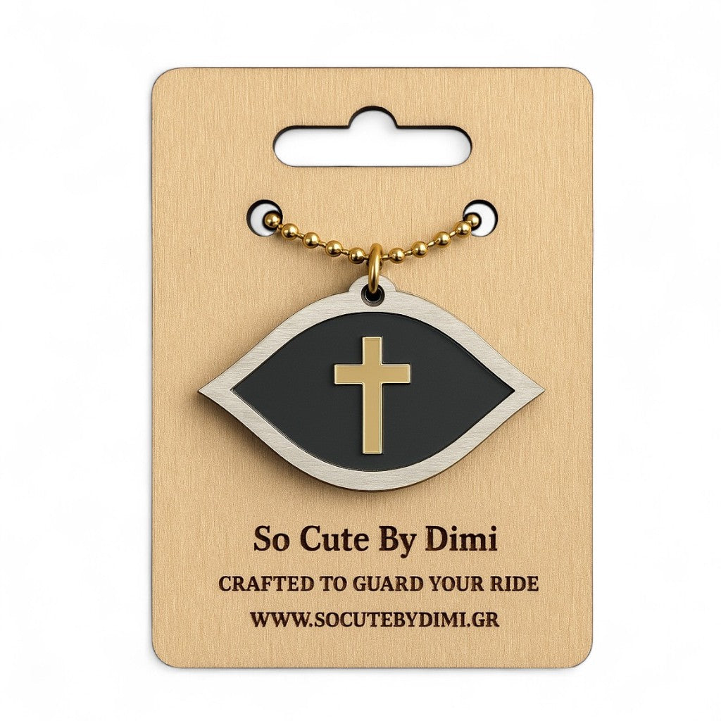 Γούρι αυτοκινήτου Μάτι με Σταυρό “Fusion Minimal” 🧿✝️ - So Cute by Dimi