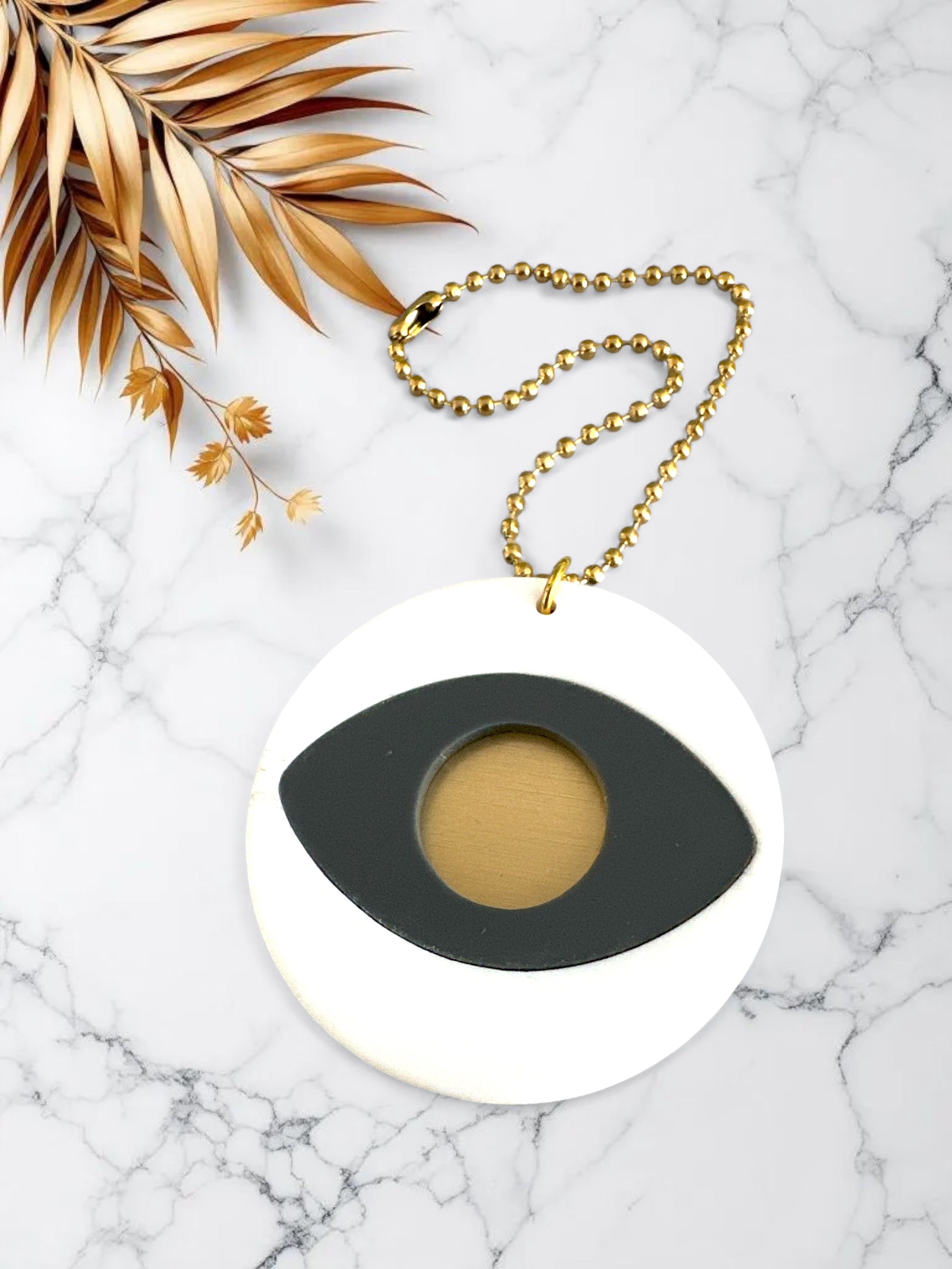 Γούρι αυτοκινήτου Μάτι Κυκλάδων “Layered Minimal” 🧿⚪ - So Cute by Dimi