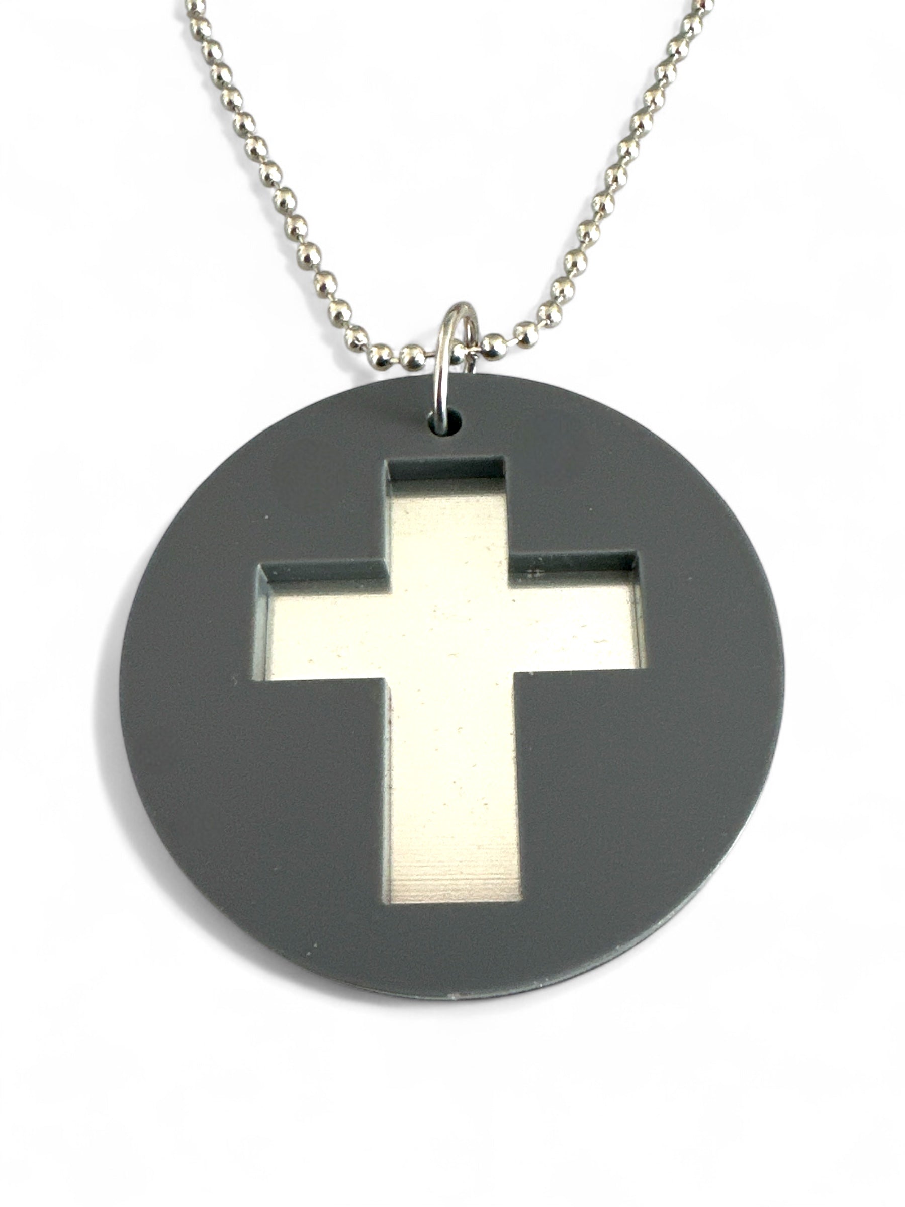 Σταυρός Cutout σε Κύκλο – Γκρι & Ασημί Edition ⚫✝️ - So Cute by Dimi