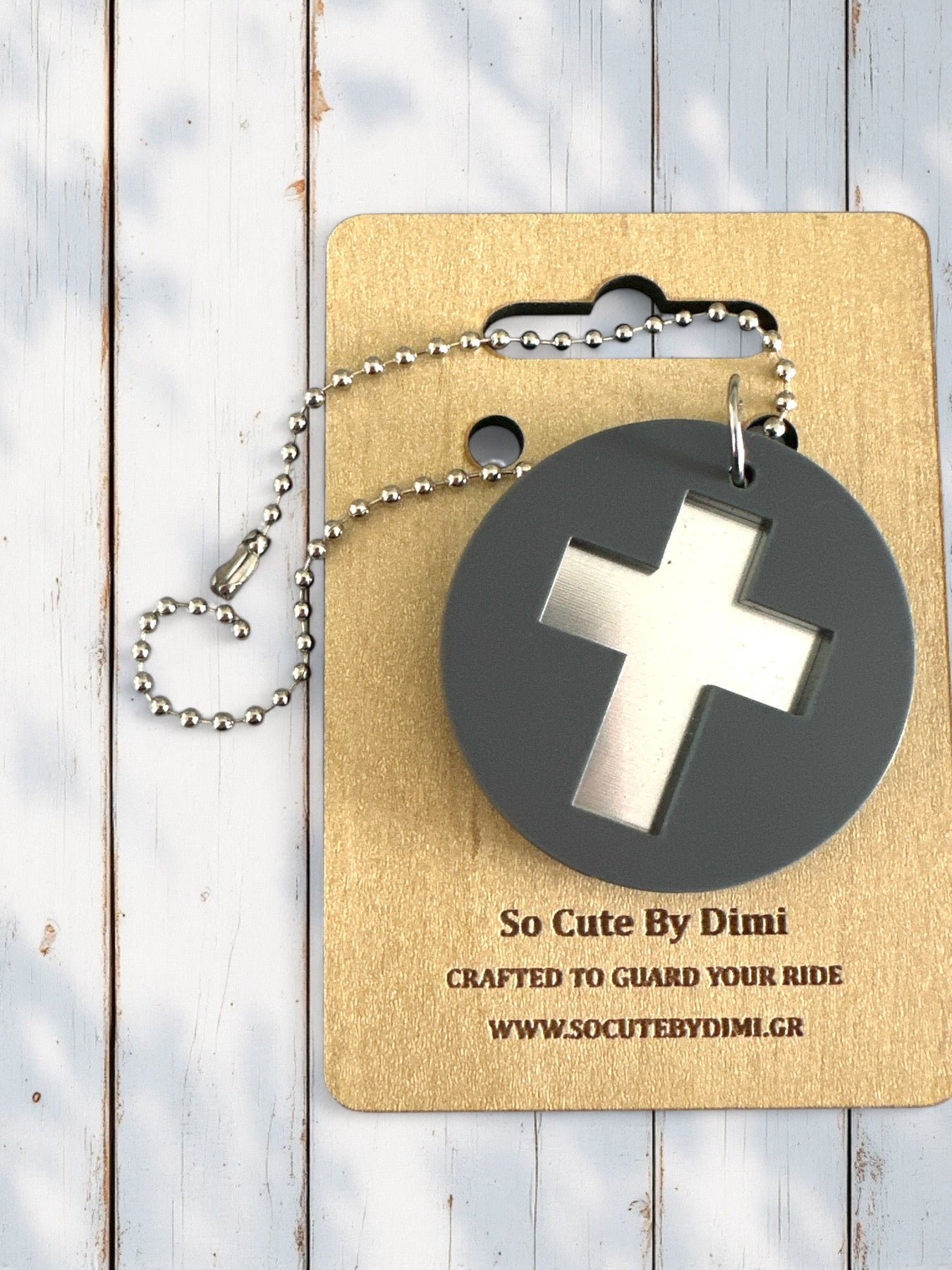 Σταυρός Cutout σε Κύκλο – Γκρι & Ασημί Edition ⚫✝️ - So Cute by Dimi