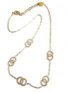 Ατσάλινο γυναικείο κολιέ με κρίκους και ζιργκόν, σε χρυσό και ασημί φινίρισμα, μήκους 40+5 εκ.