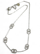 Ατσάλινο γυναικείο κολιέ με κρίκους και ζιργκόν, σε χρυσό και ασημί φινίρισμα, μήκους 40+5 εκ.