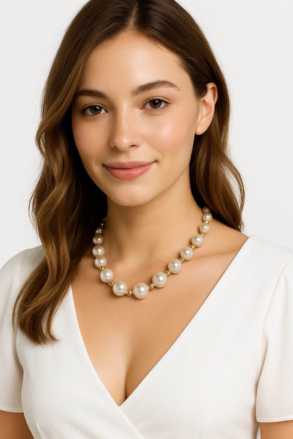 💎 Κολιέ Golden Pearl Glow – Χειροποίητο - So Cute by Dimi