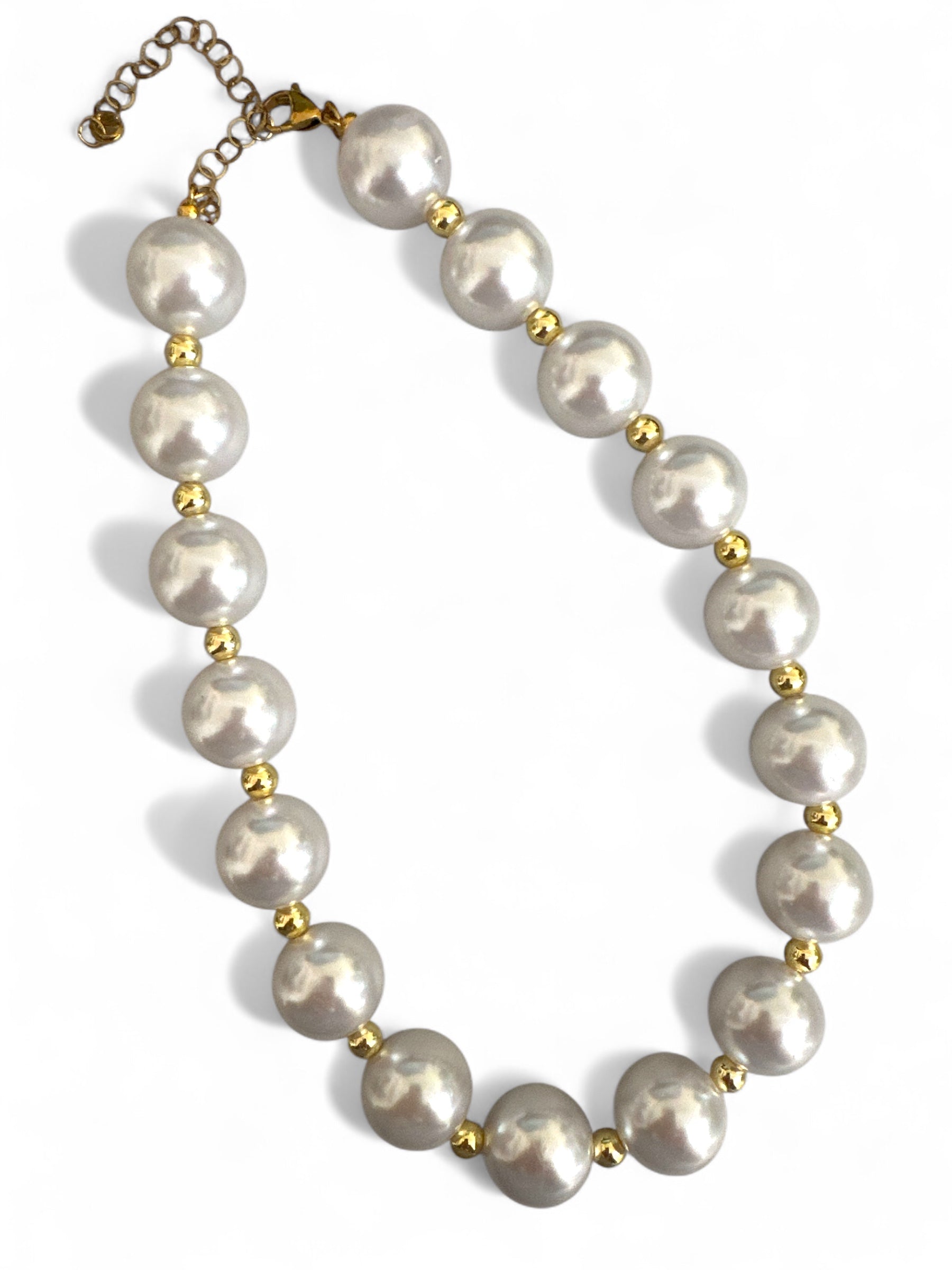 💎 Κολιέ Golden Pearl Glow – Χειροποίητο - So Cute by Dimi