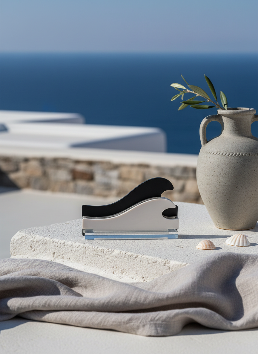 Γούρι κύμα από layered plexiglass σε λευκό, διάφανο και γκρι – design αντικείμενο, So Cute by DImi