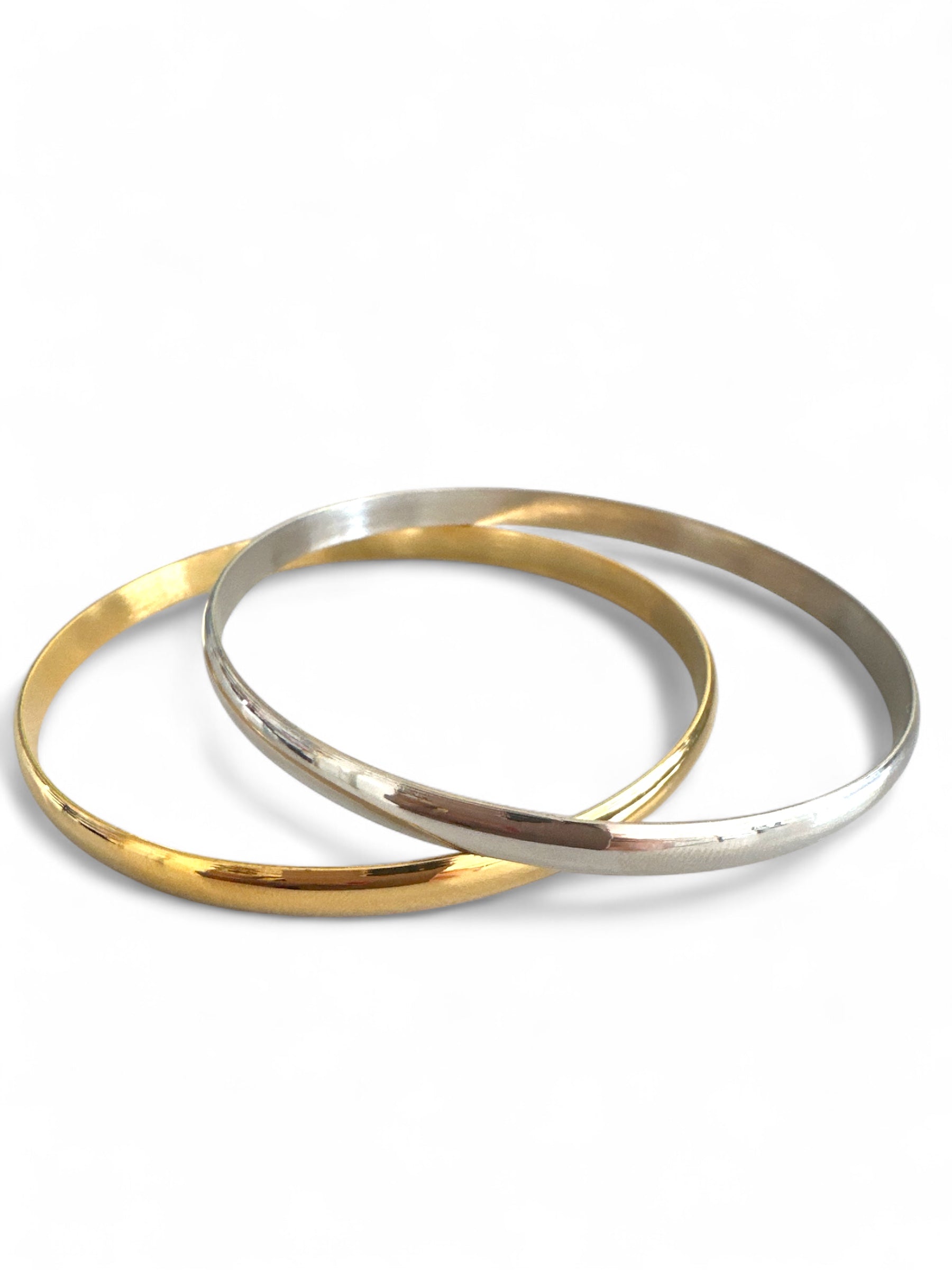 Ατσάλινα βραχιόλια σε χρυσό και ασημί χρώμα με γυαλιστερό φινίρισμα