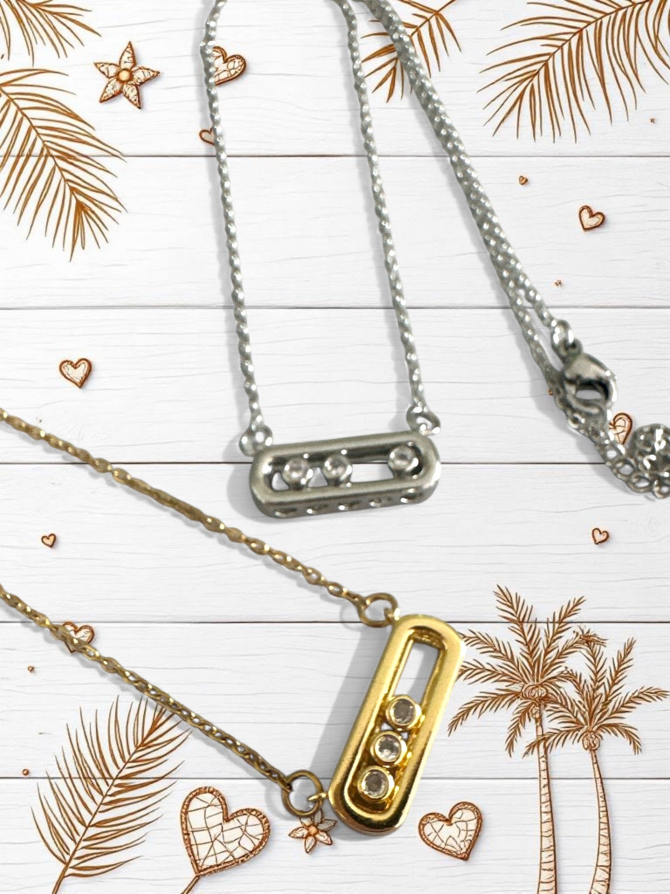 Λεπτεπίλεπτο ατσάλινο κολιέ με τρεις ζιργκόν πέτρες σε χρυσό και ασημί – So Cute by Dimi