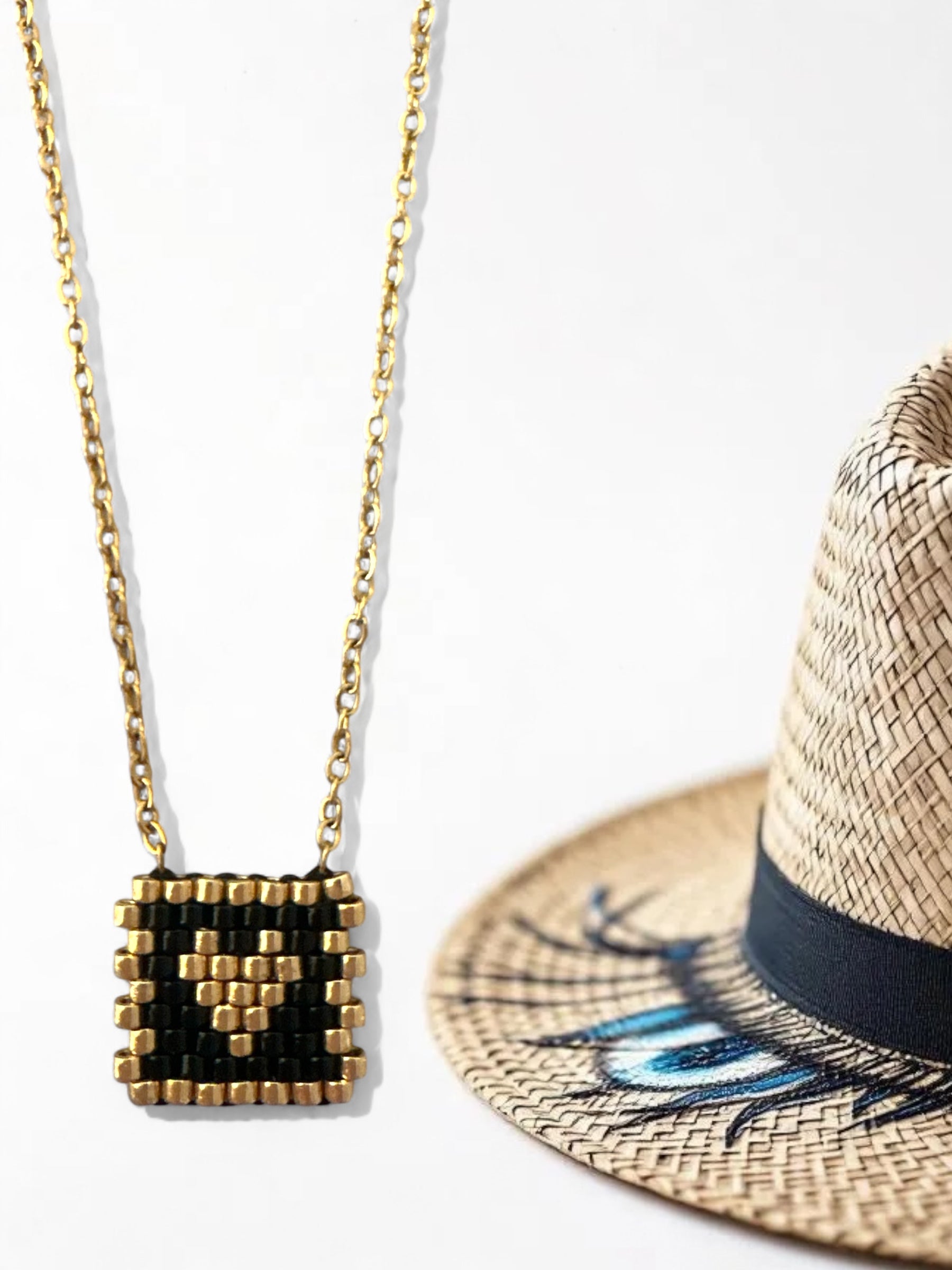 Pixel Heart – Κολιέ με Καρδιά από Χάντρες Miyuki σε Δύο Χρώματα - So Cute by Dimi