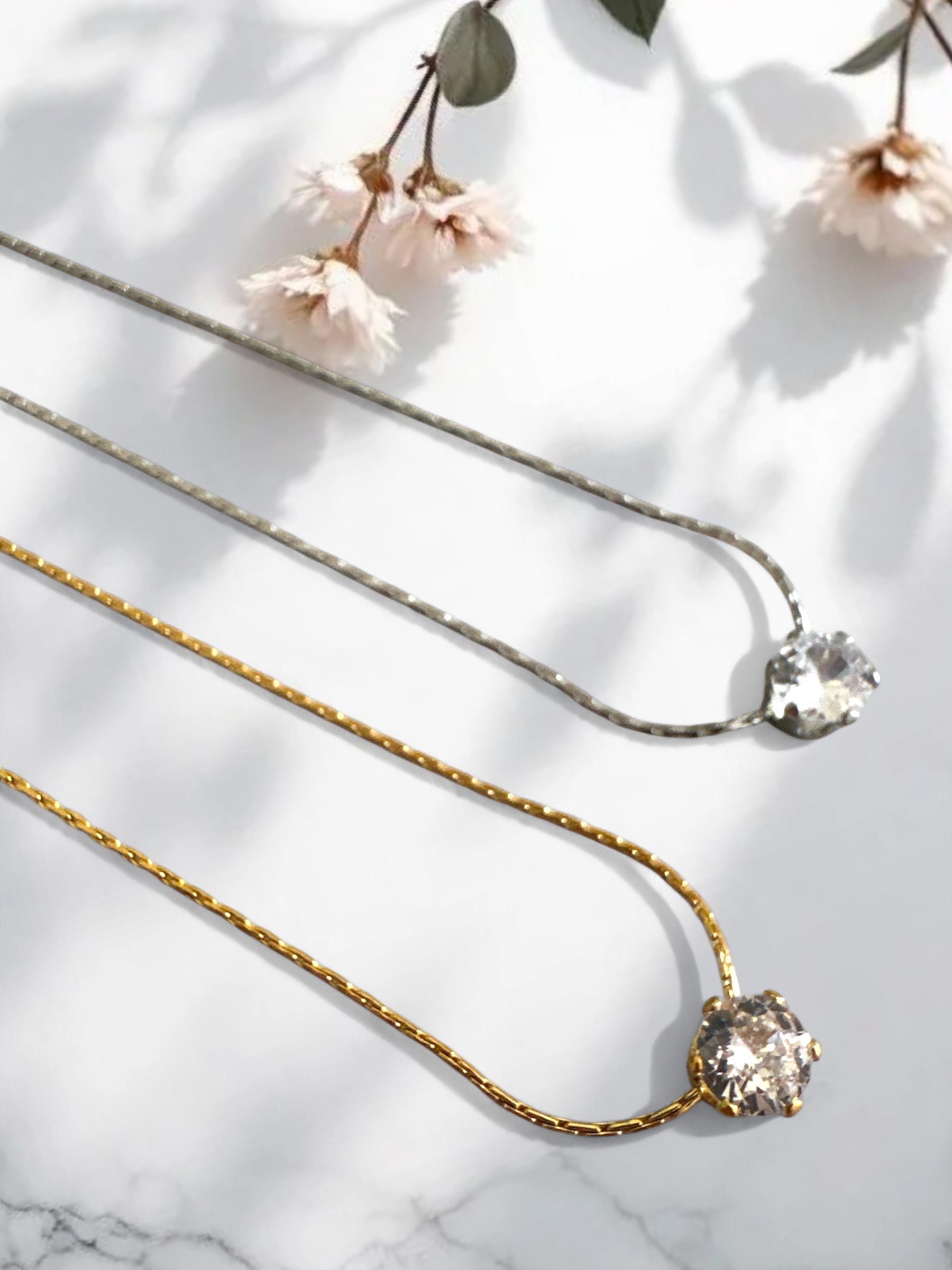 Ατσάλινα κολιέ 42+5 εκ. με μονό ζιργκόν σε χρυσή και ασημί αλυσίδα twisted – So Cute By Dimi