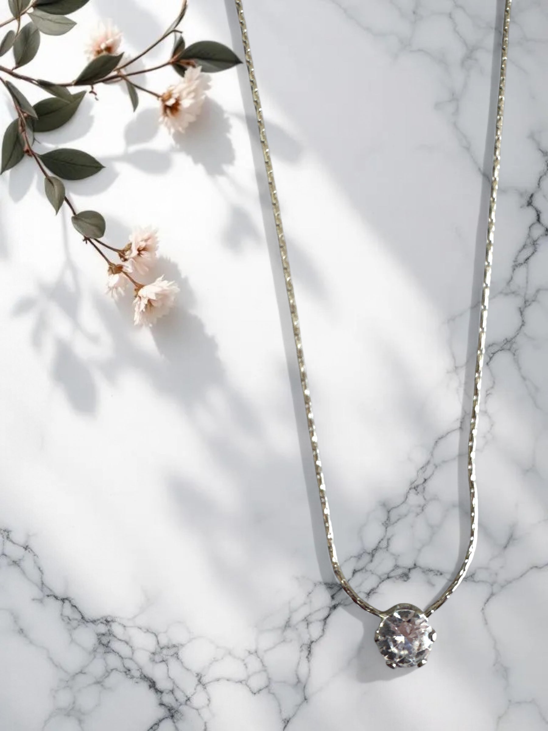 Ατσάλινα κολιέ 42+5 εκ. με μονό ζιργκόν σε ασημί αλυσίδα twisted – So Cute By Dimi