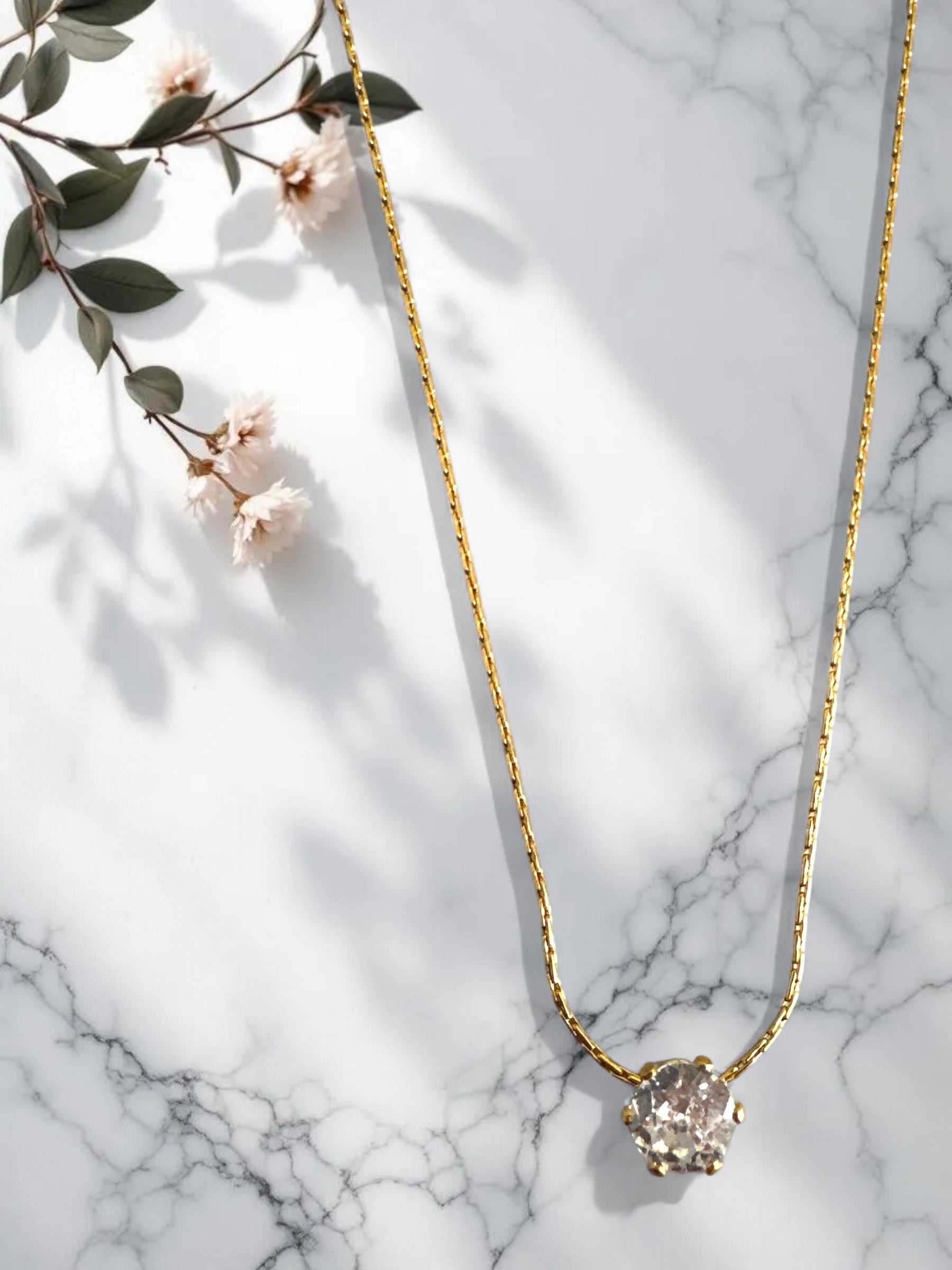 Ατσάλινα κολιέ 42+5 εκ. με μονό ζιργκόν σε χρυσή  αλυσίδα twisted – So Cute By Dimi