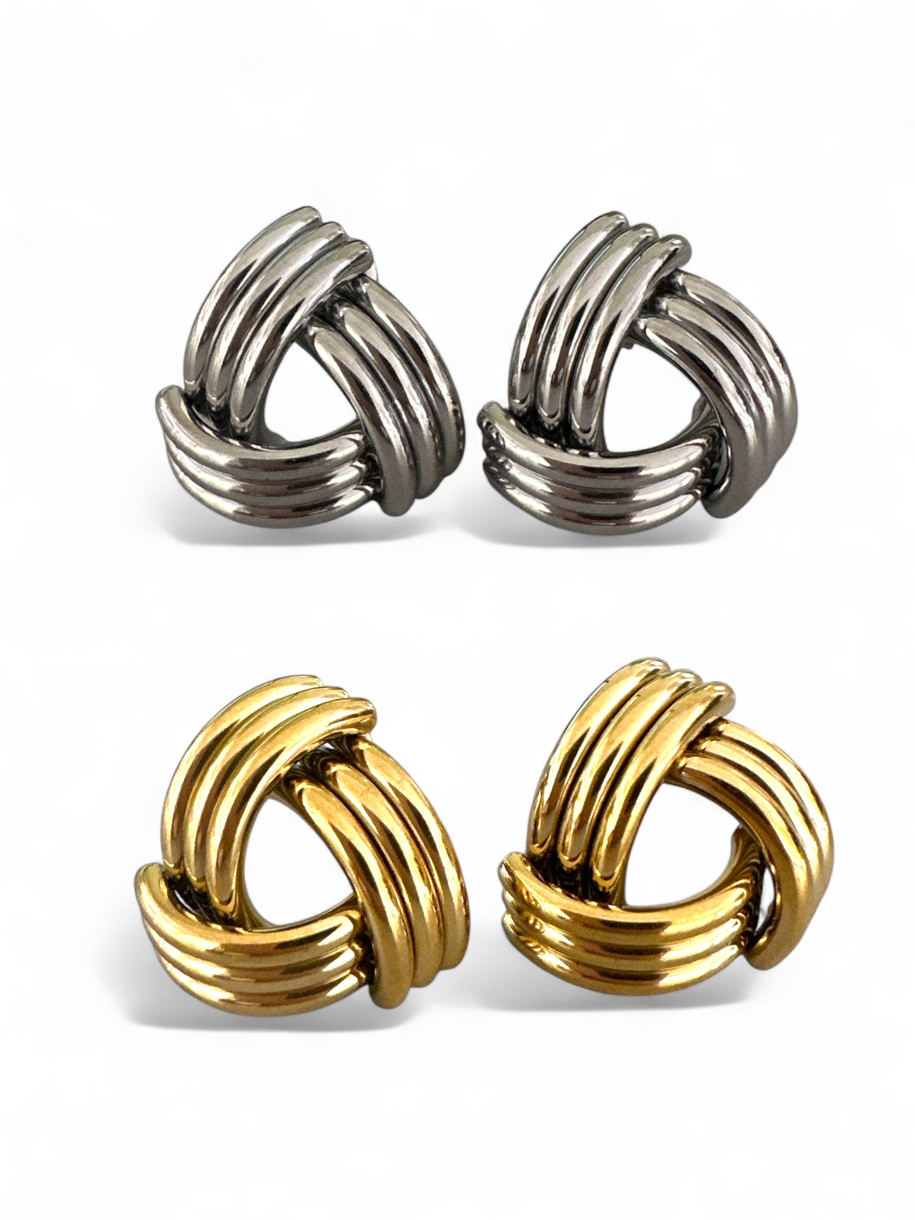 Ατσάλινα Σκουλαρίκια Καρφωτά με Κυματιστό Δέσιμο | So Cute By Dimi