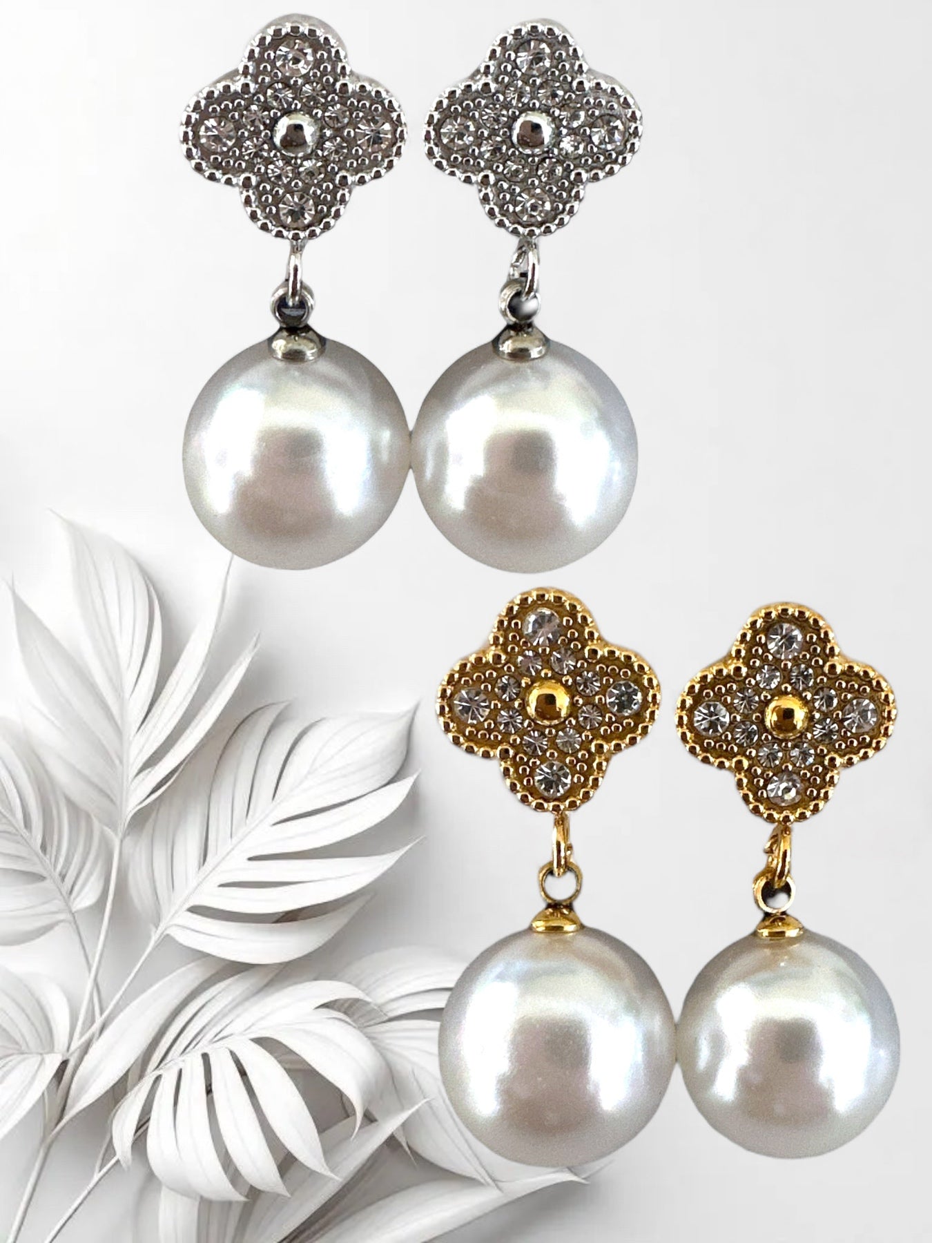 Ατσάλινα Σκουλαρίκια με Πέρλα και Ζιργκόν | So Cute By Dimi