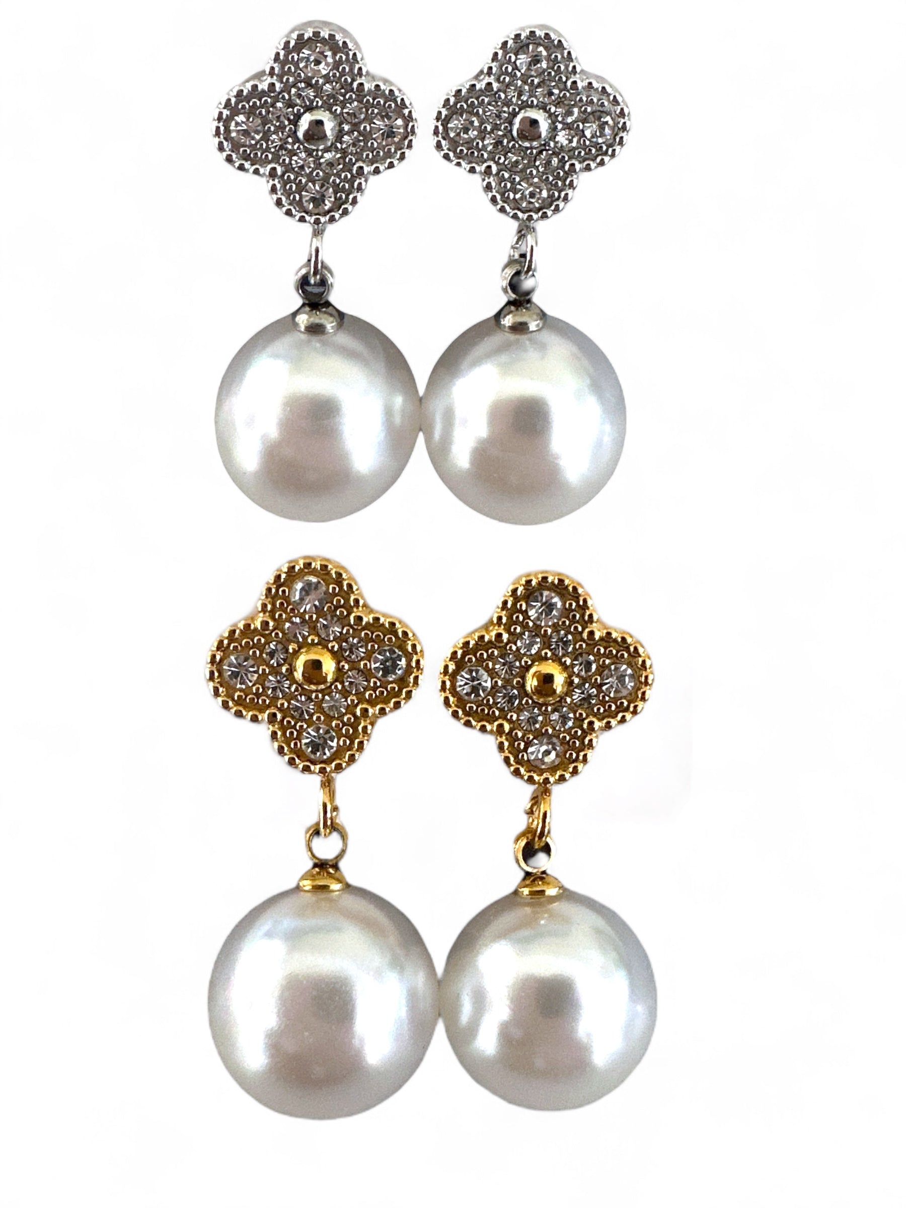 Ατσάλινα Σκουλαρίκια με Πέρλα και Ζιργκόν | So Cute By Dimi