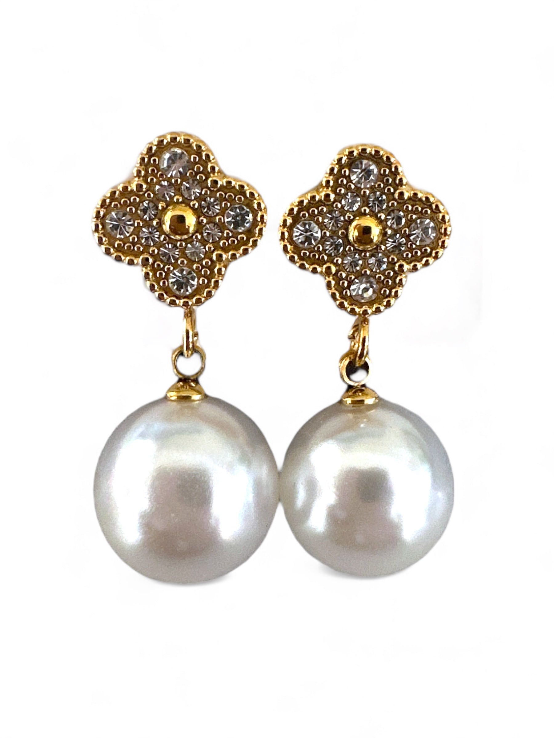 Ατσάλινα Σκουλαρίκια με Πέρλα και Ζιργκόν | So Cute By Dimi