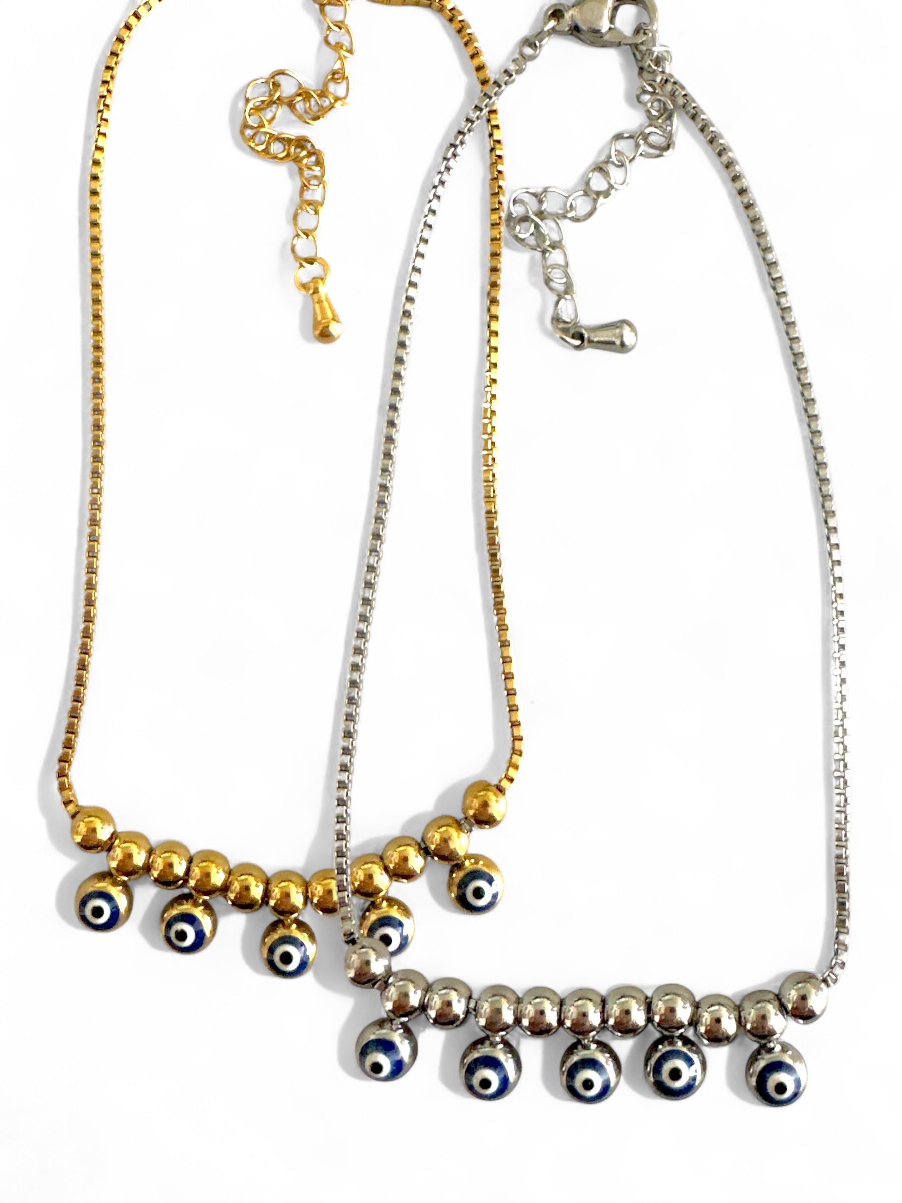 Ατσάλινο Βραχιόλι Ποδιού με Ματάκια | So Cute by Dimi