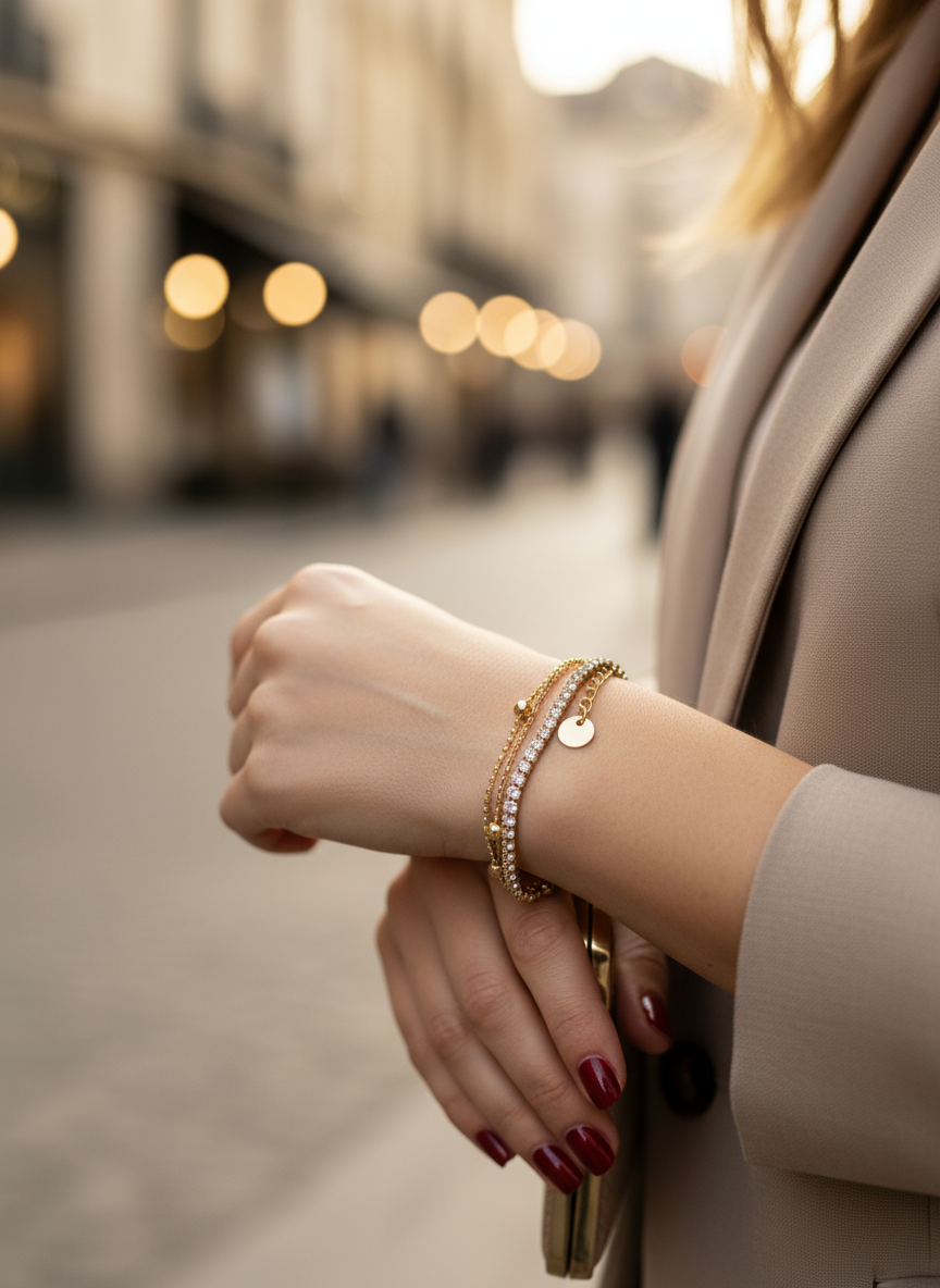 Ατσάλινο Βραχιόλι “Double Shine” - So Cute by Dimi