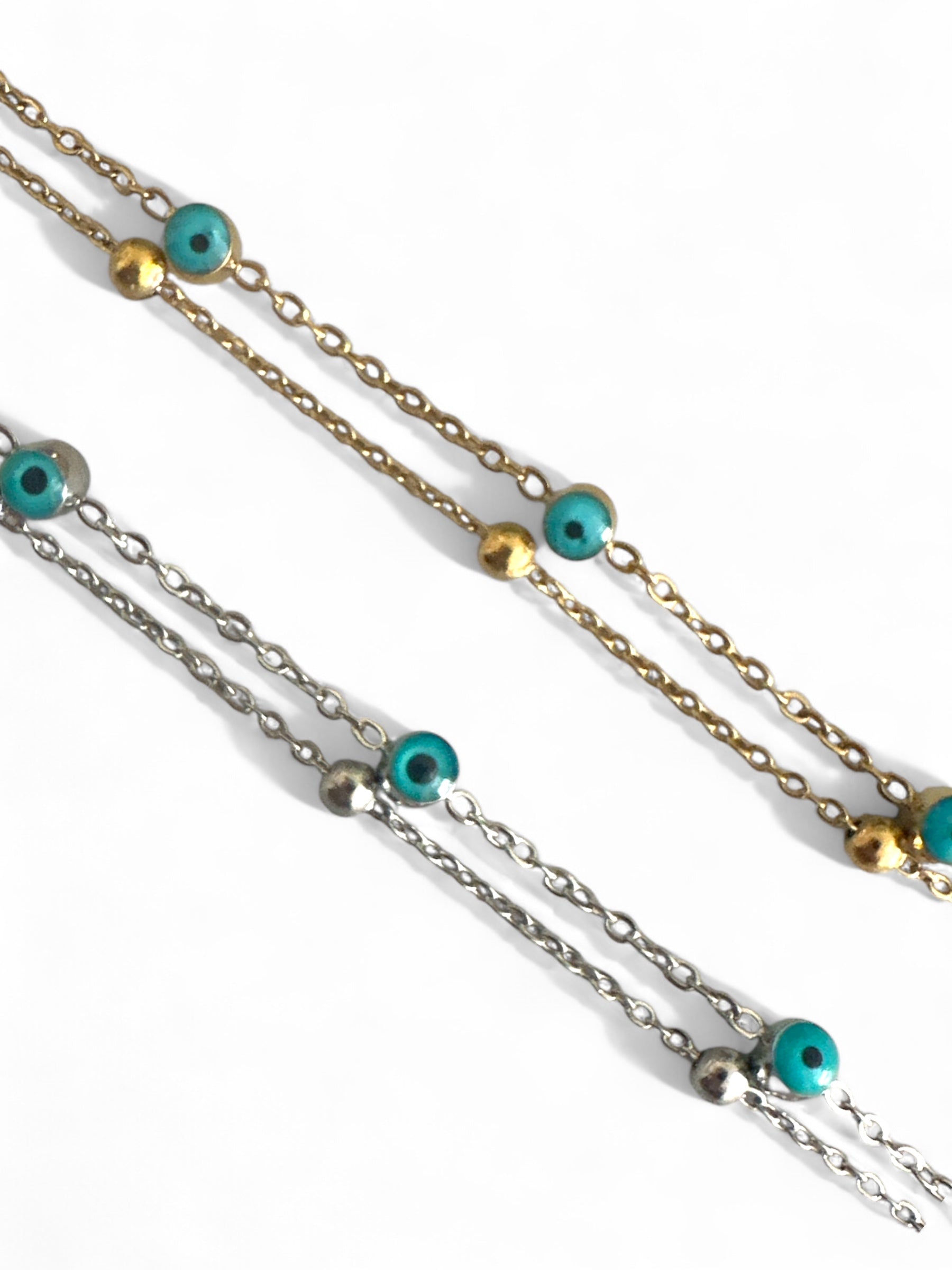 Ατσάλινα διπλά βραχιόλια με ματάκια σε ασημί και χρυσή απόχρωση So Cute By Dimi.