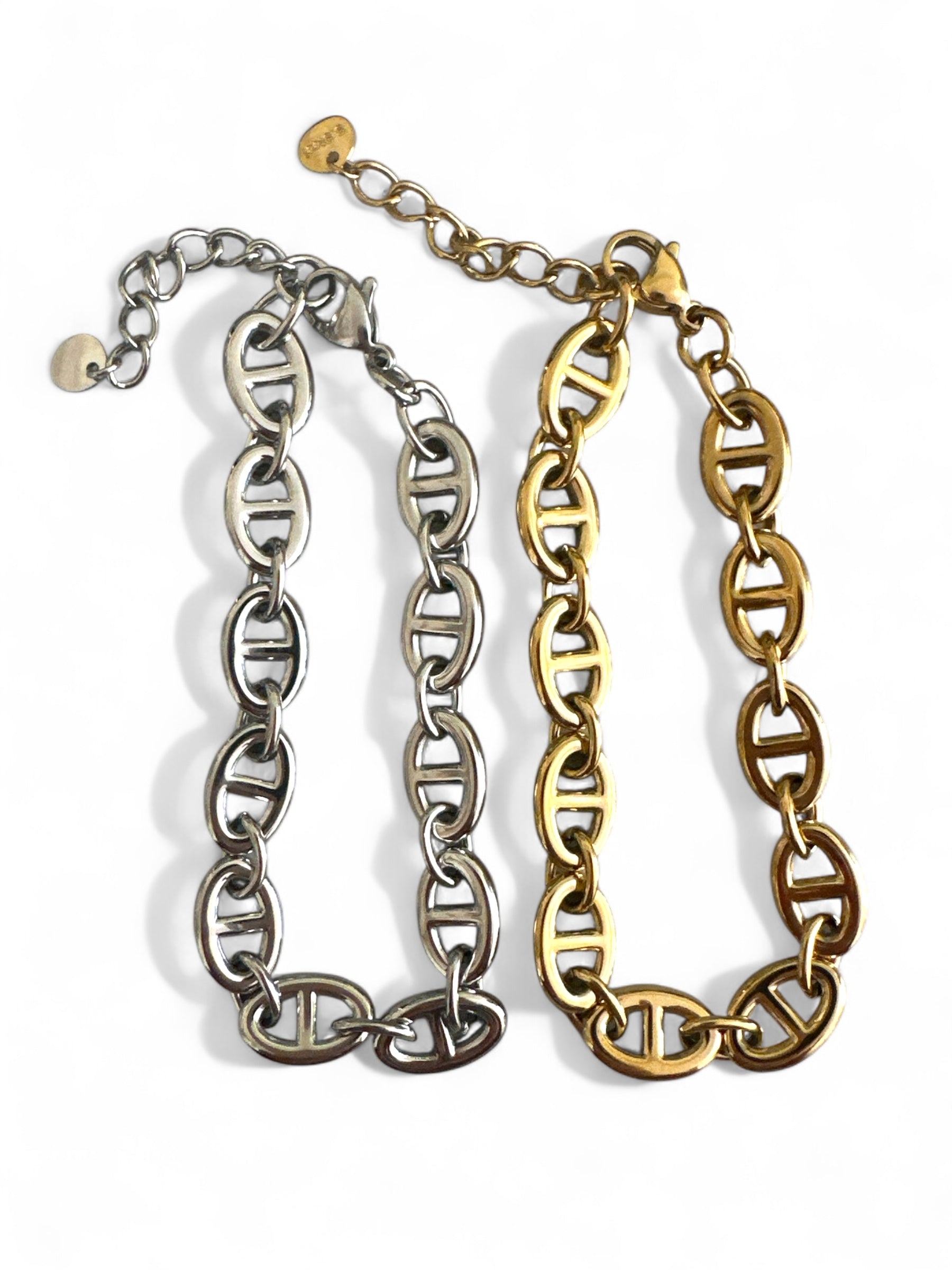 Ατσάλινα βραχιόλια So Cute By Dimi σε ασημί και χρυσή απόχρωση με κρίκους τύπου H-link.