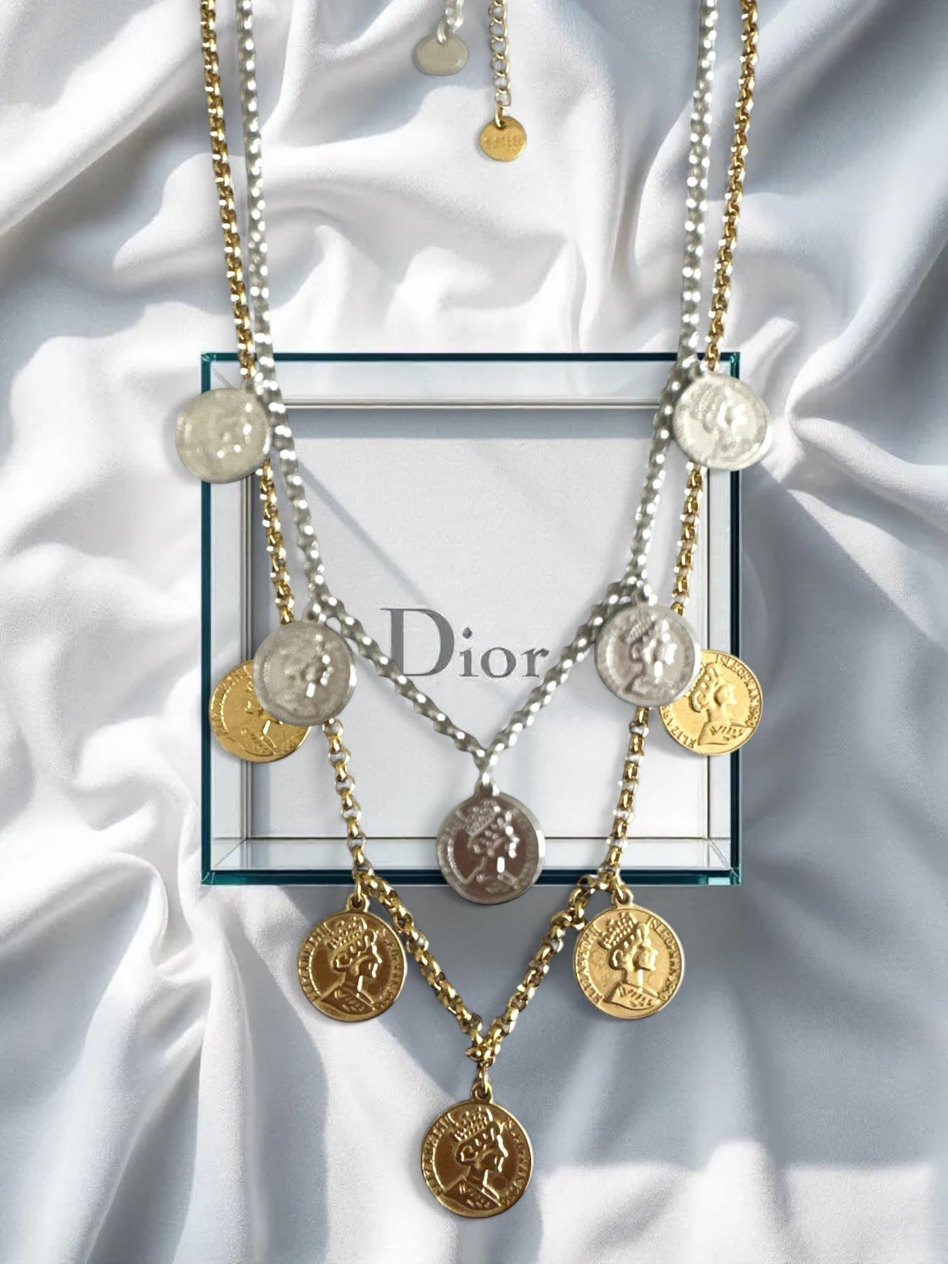 Ατσάλινο κολιέ με νομίσματα σε χρυσό και ασημί – So Cute by Dimi