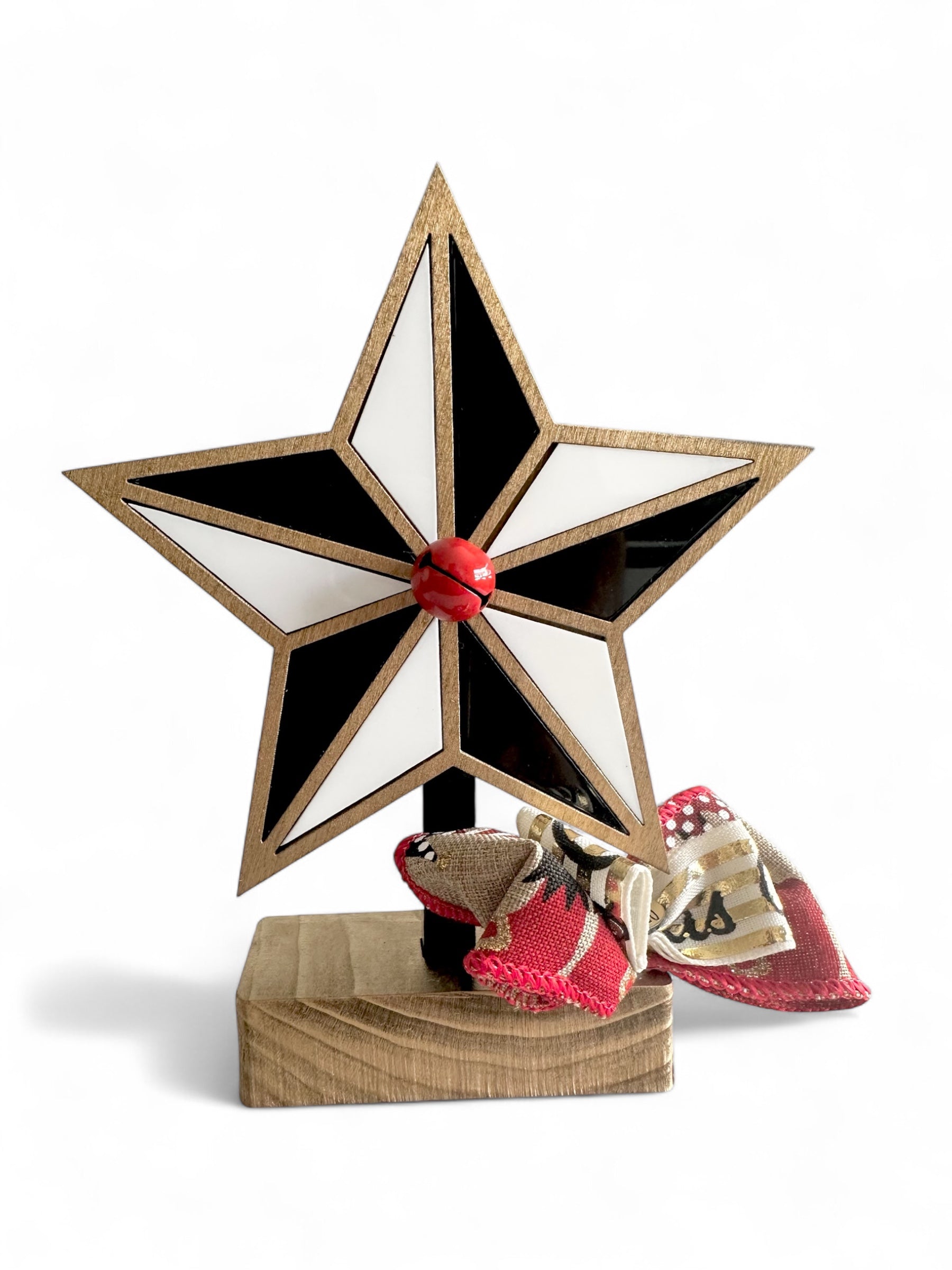 Χειροποίητο επιτραπέζιο γούρι Masquerade Star από ξύλο & plexiglass – So Cute by Dimi