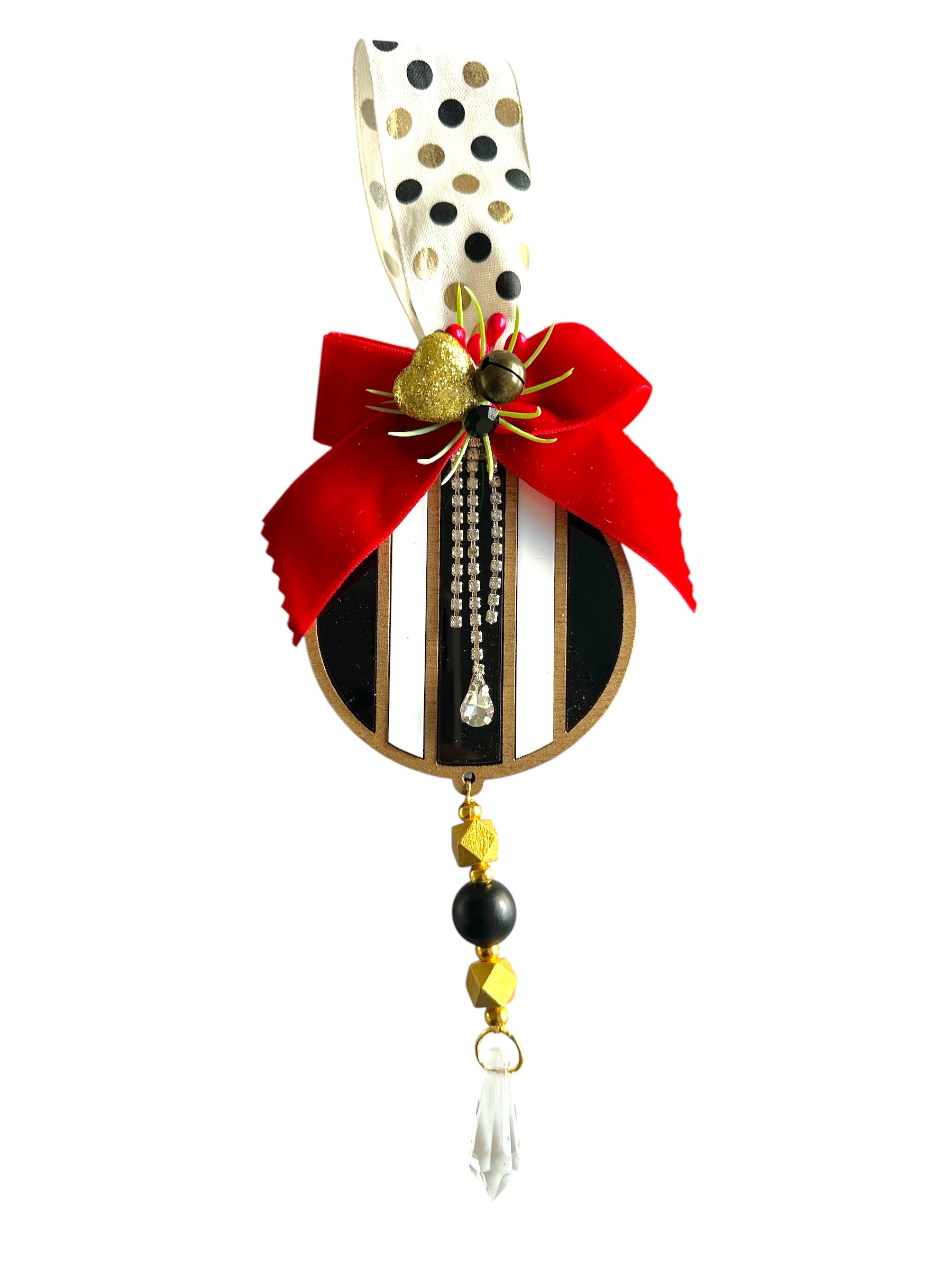 Χειροποίητο κρεμαστό γούρι Masquerade Charm με plexiglass, φιόγκο, χάντρες & φούντα – So Cute by Dimi