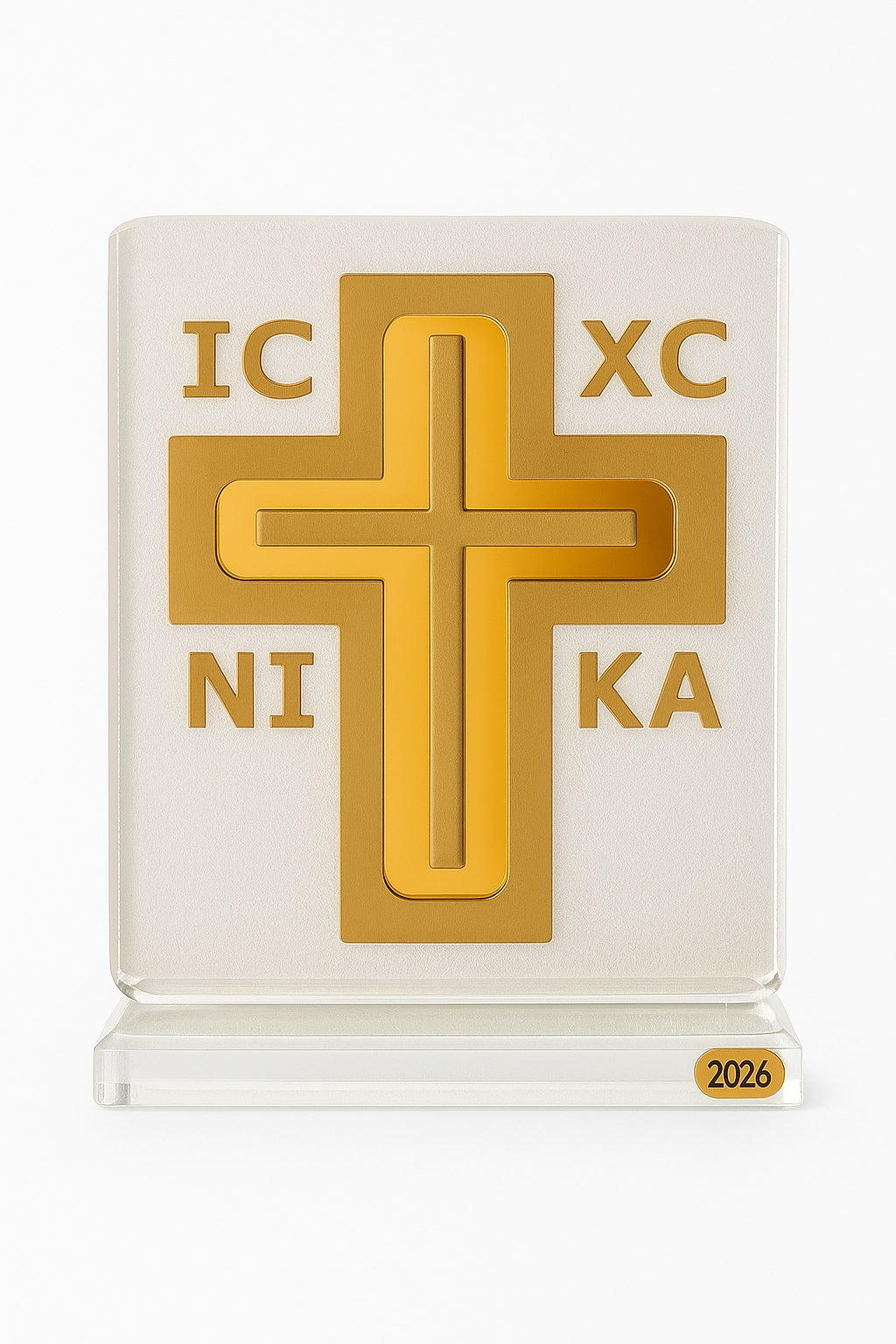 🕊️ Επιτραπέζιο Γούρι Σταυρός IC XC NI KA – Plexiglass Καθρέφτης 2026 - So Cute by Dimi