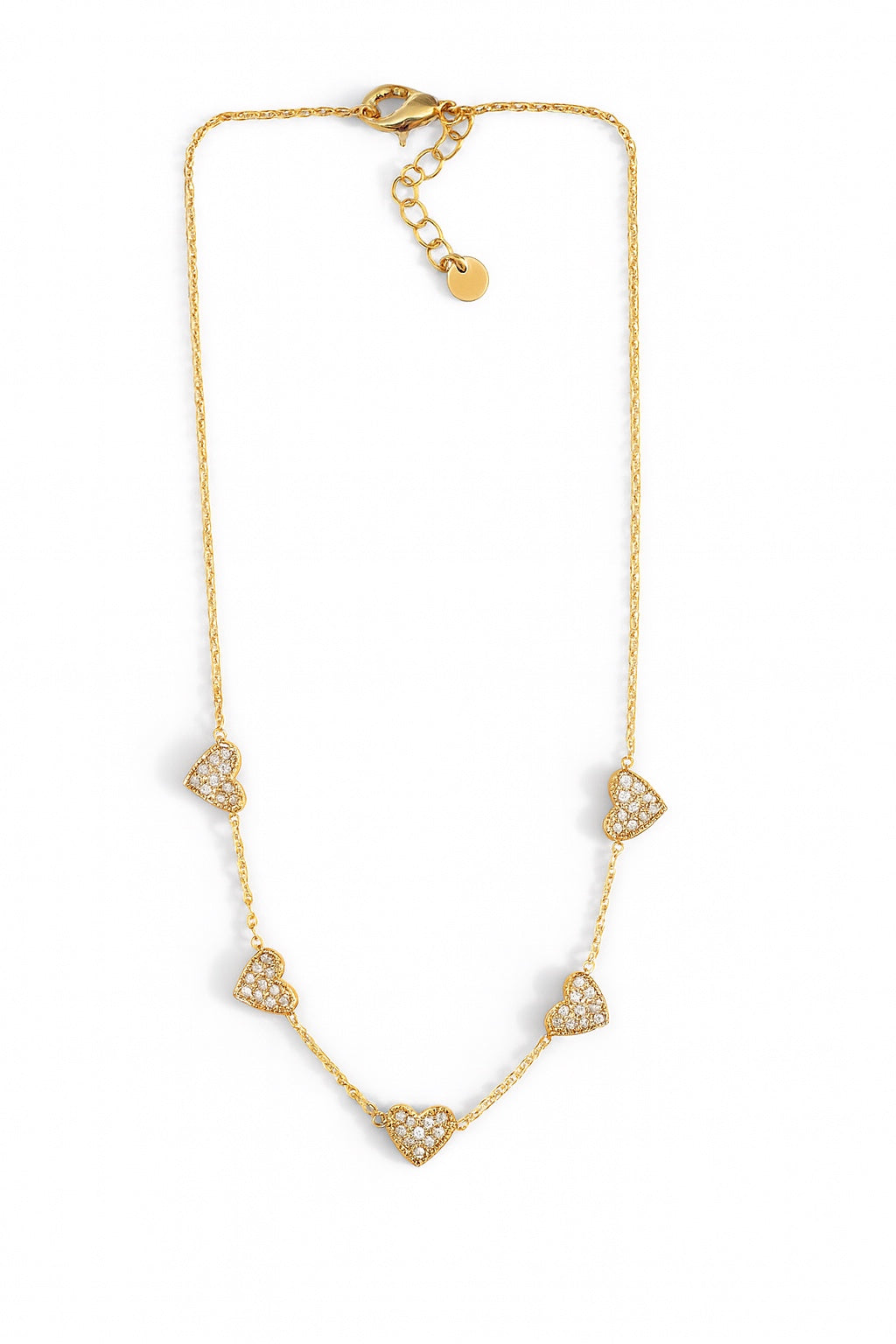 Crystal Hearts ατσάλινο κολιέ με χρυσές καρδιές ζιργκόν – So Cute by Dimi