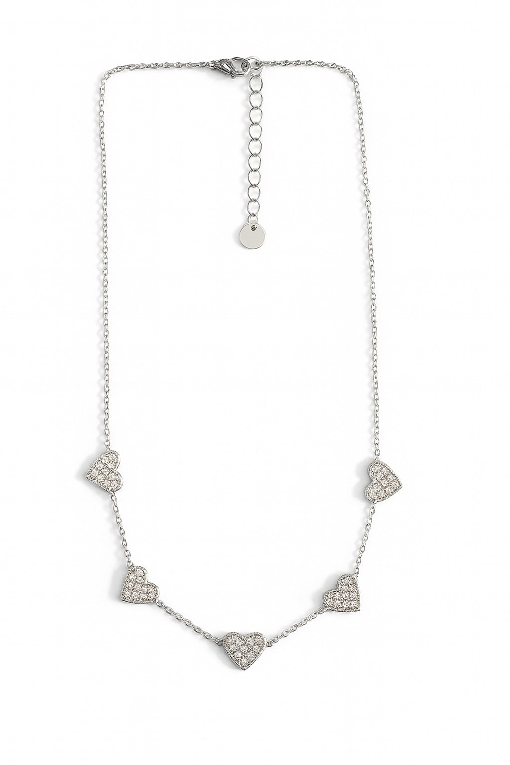 Crystal Hearts ατσάλινο κολιέ με ασημί καρδιές ζιργκόν – So Cute by Dimi
