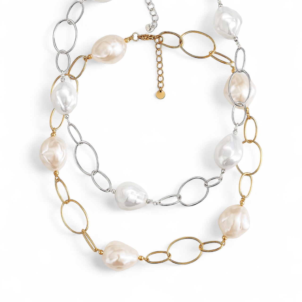 Κολιέ “Pearl Fusion” με baroque πέρλες από ατσάλι σε χρυσό ή ασημί – So Cute by Dimi