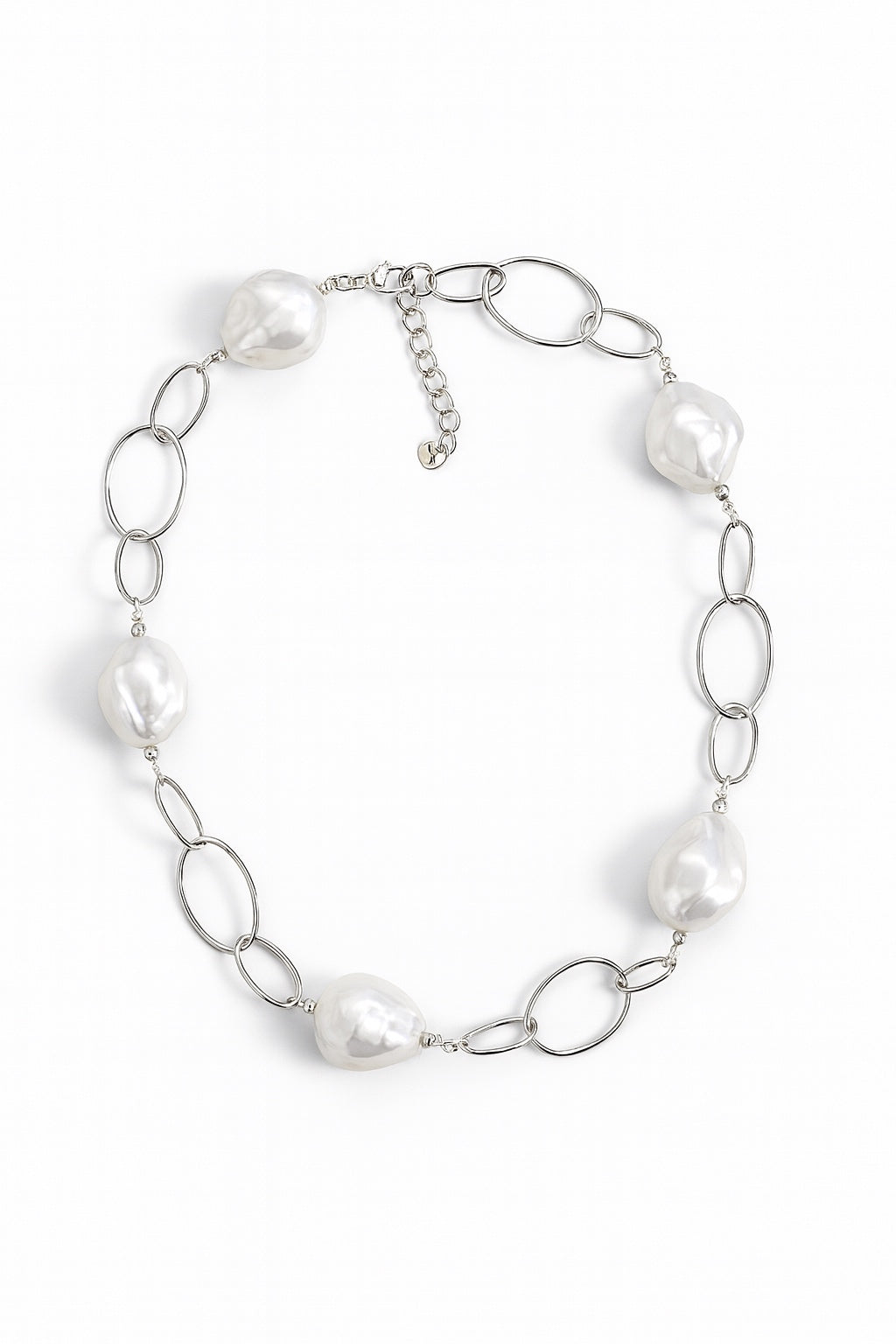 Κολιέ “Pearl Fusion” με baroque πέρλες από ατσάλι σε ασημί – So Cute by Dimi