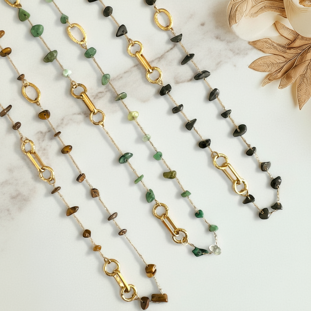 Ατσάλινο Κολιέ με Ημιπολύτιμες Πέτρες | So Cute by Dimi