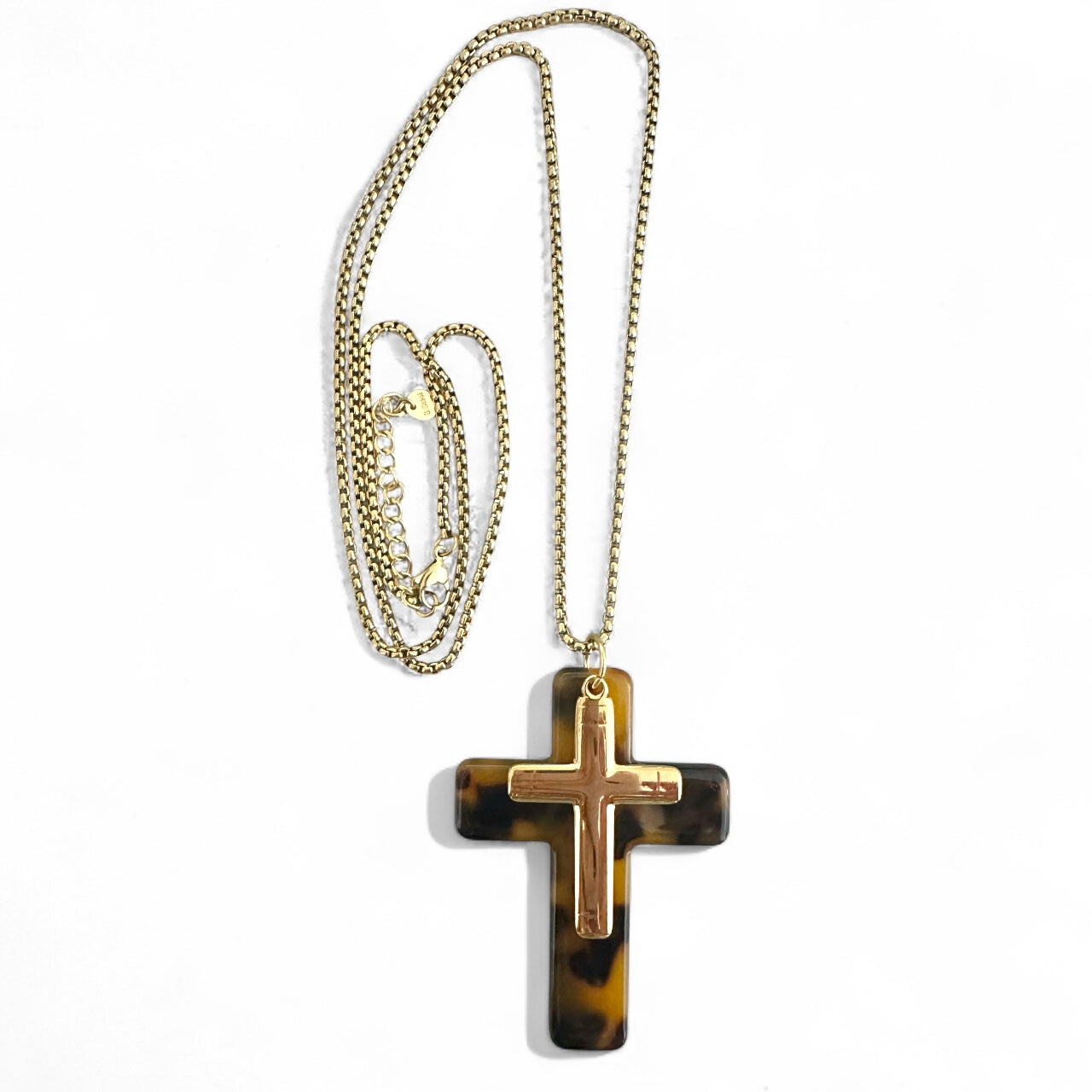Cross Duo Necklace – Ατσάλινο Μακρύ Κολιέ με Διπλό Σταυρό & Αλυσίδα - So Cute by Dimi