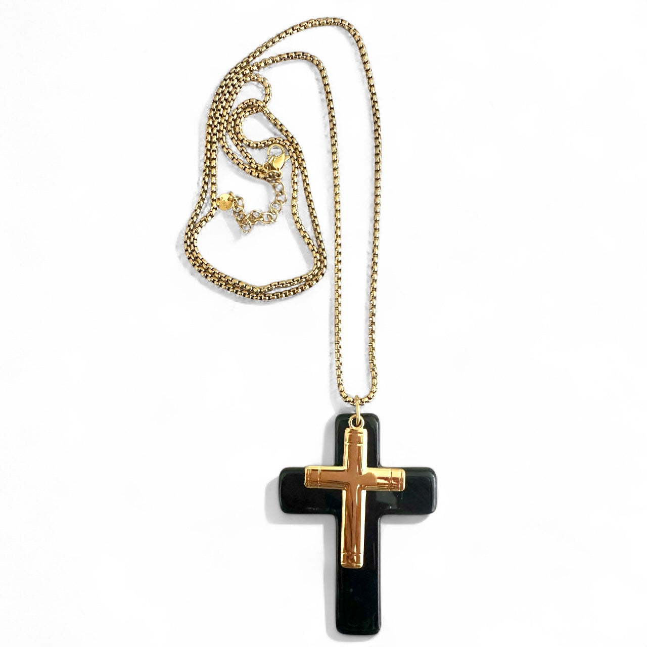 Cross Duo Necklace – Ατσάλινο Μακρύ Κολιέ με Διπλό Σταυρό & Αλυσίδα - So Cute by Dimi