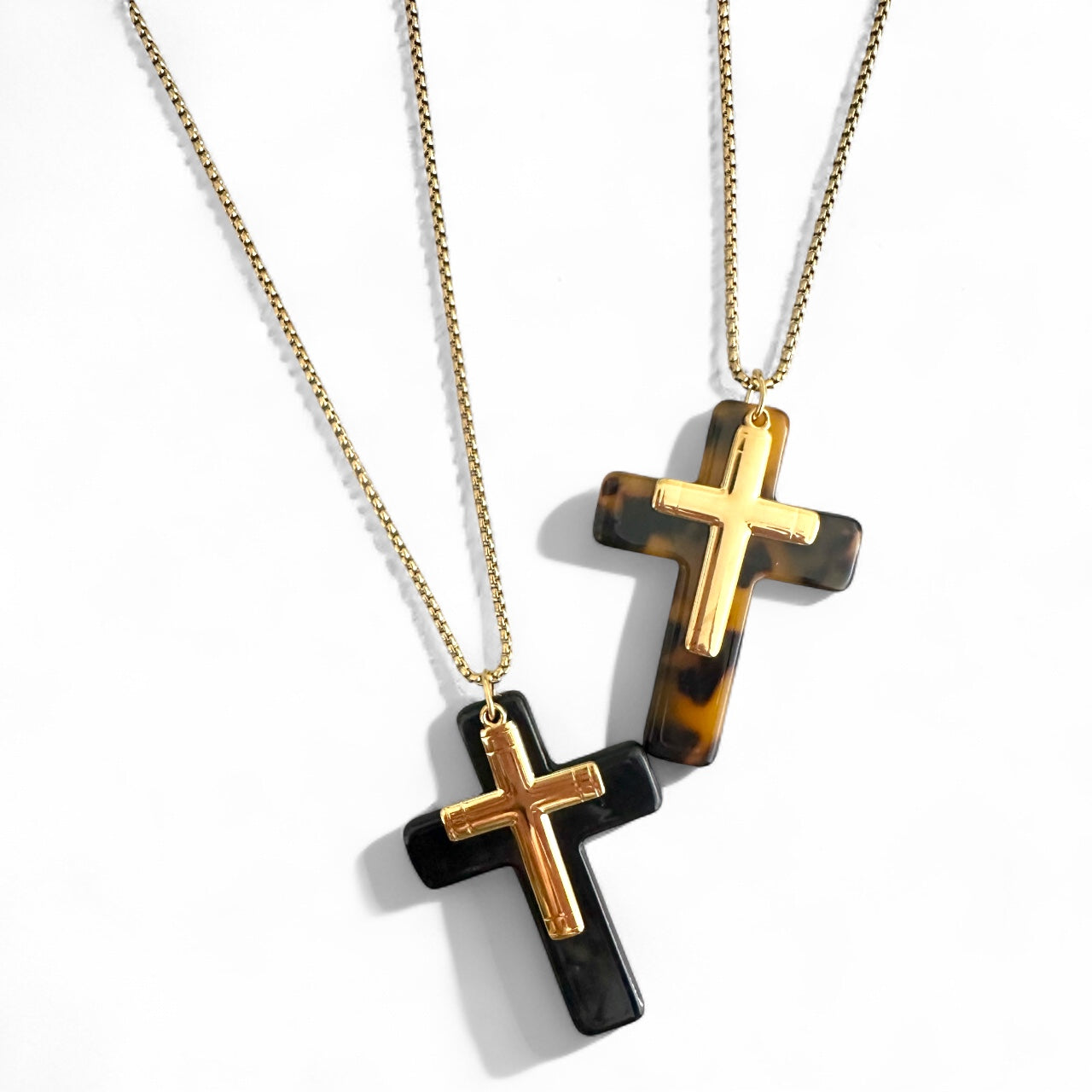Cross Duo Necklace – Ατσάλινο Μακρύ Κολιέ με Διπλό Σταυρό & Αλυσίδα - So Cute by Dimi